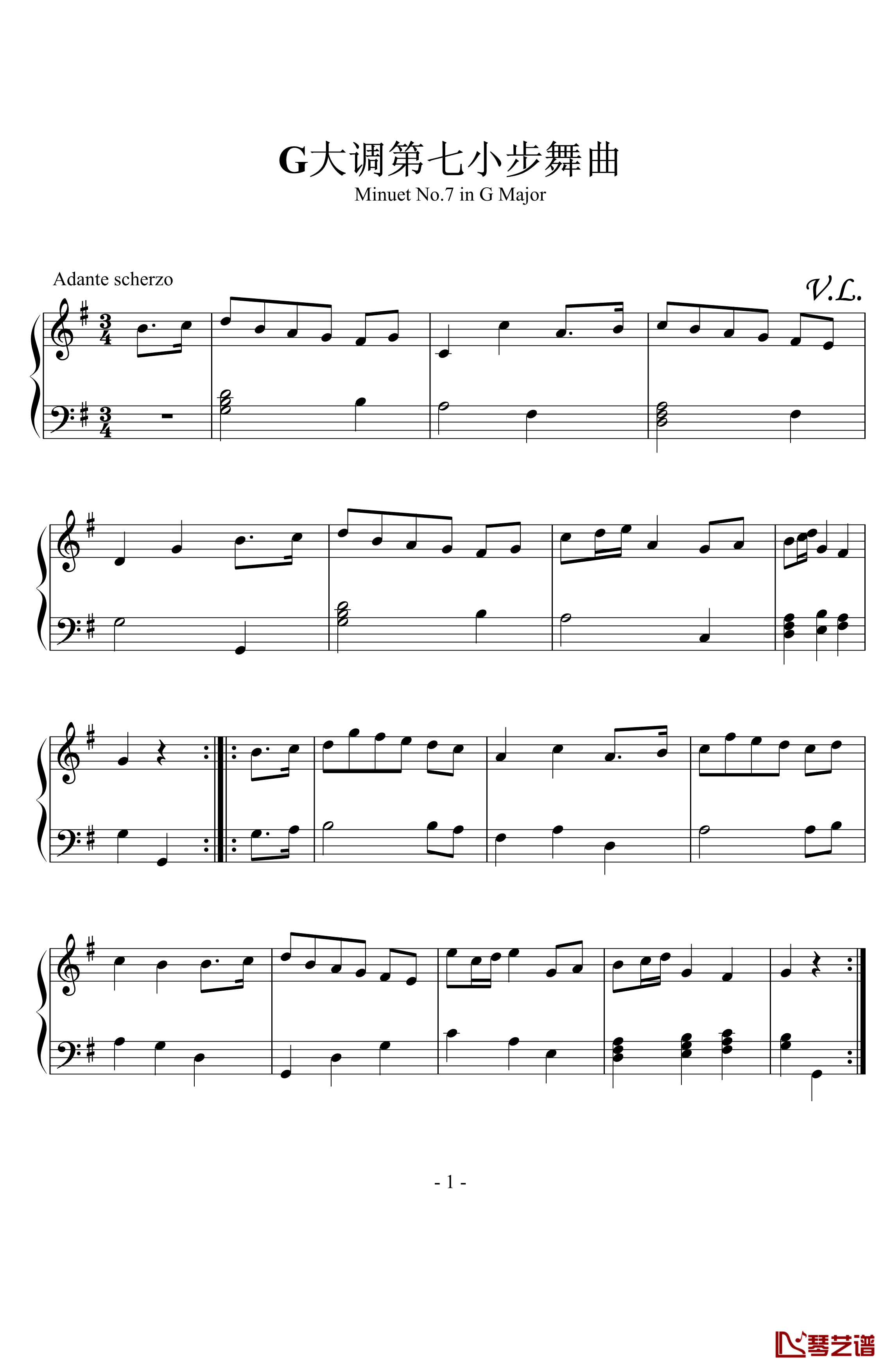 G大调第八小步舞曲钢琴谱-zzmx09161
