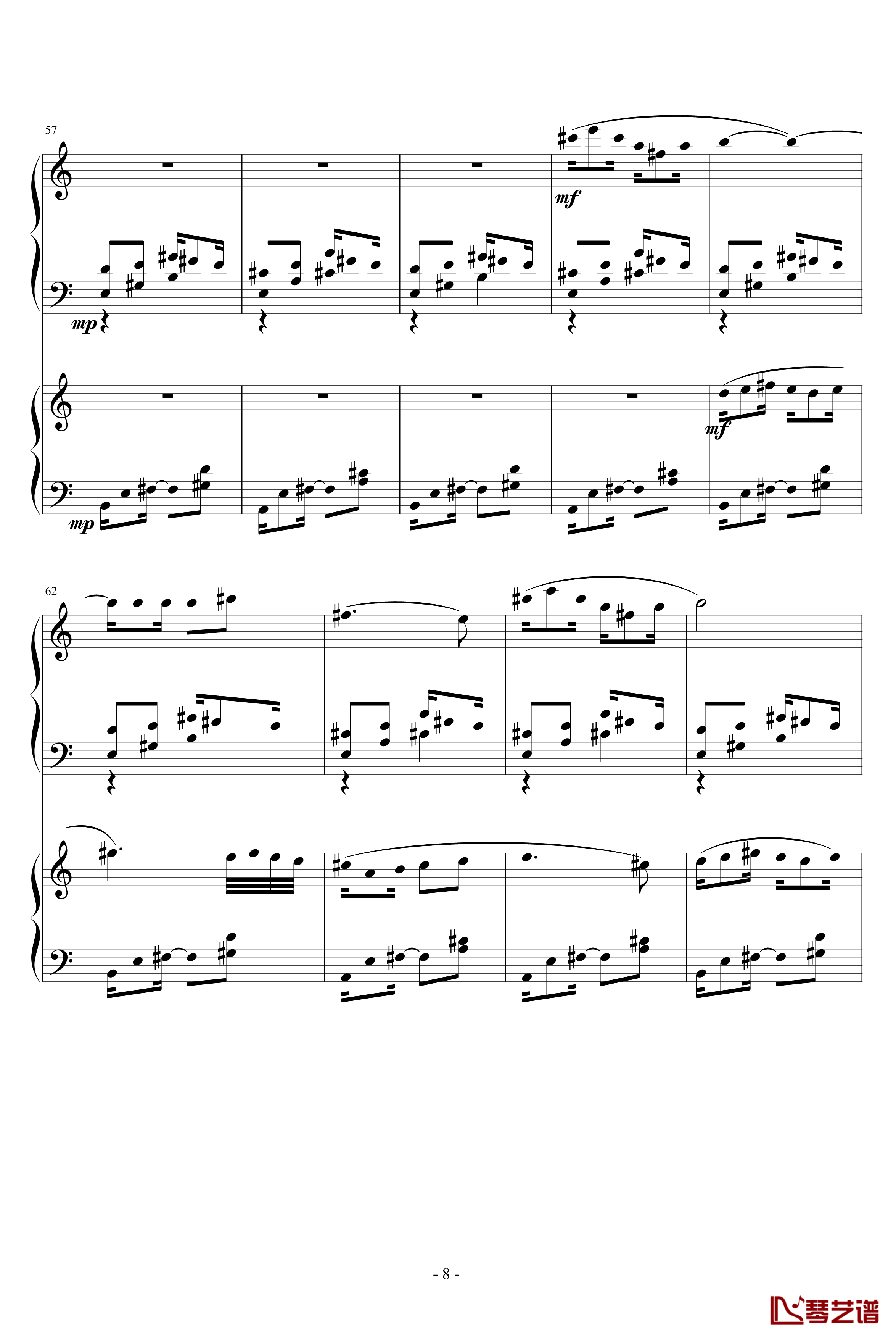 爵士双钢琴奏鸣曲第三乐章钢琴谱-米约8
