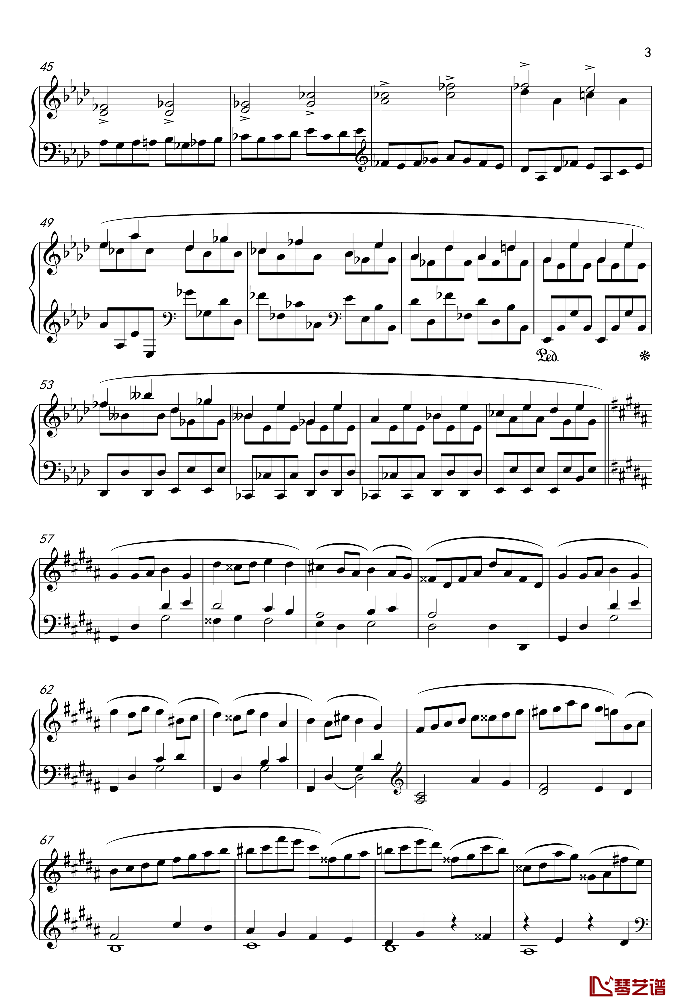 f小调练习曲钢琴谱-コナユキ3