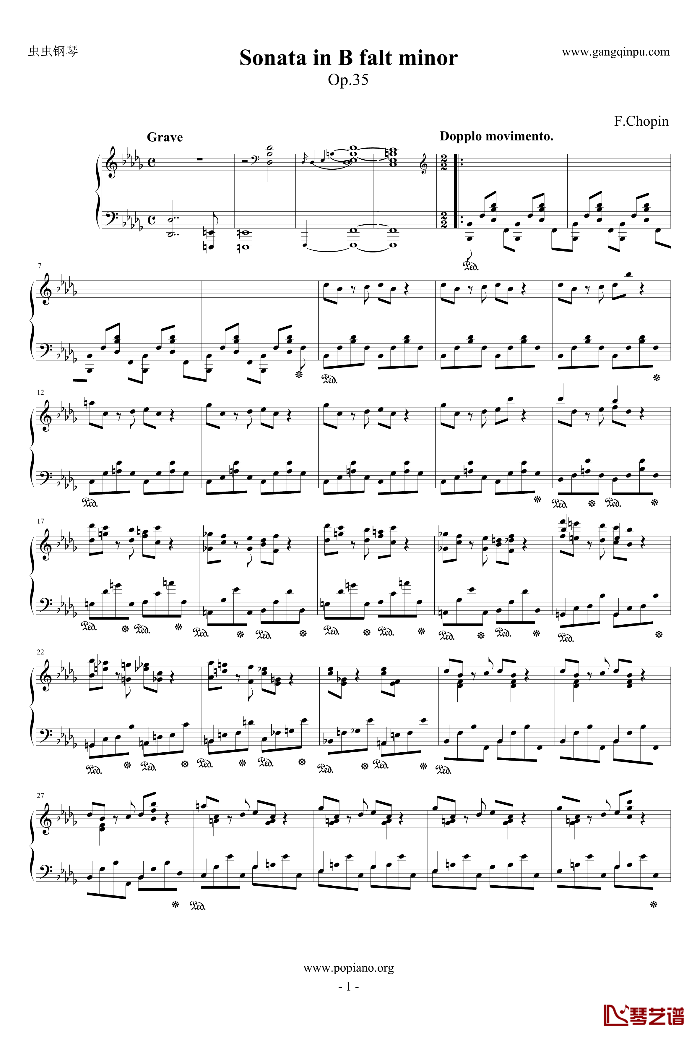 Sonata in B falt minor钢琴谱-S肖邦降b小调第二钢琴奏鸣曲 Op.351