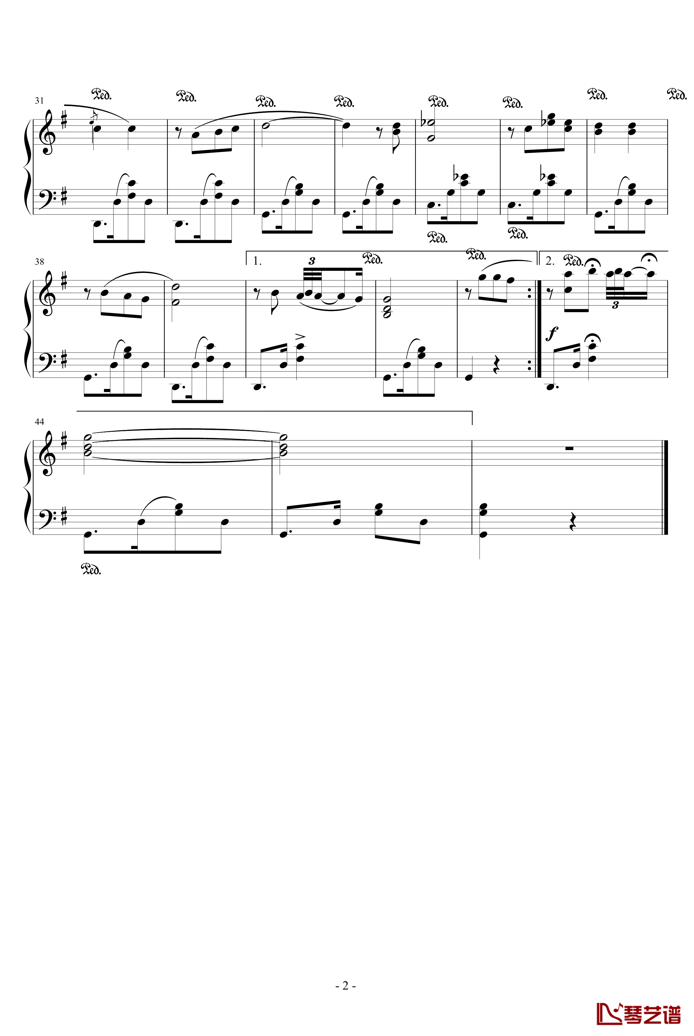 啊我的太阳钢琴谱-帕瓦罗蒂2