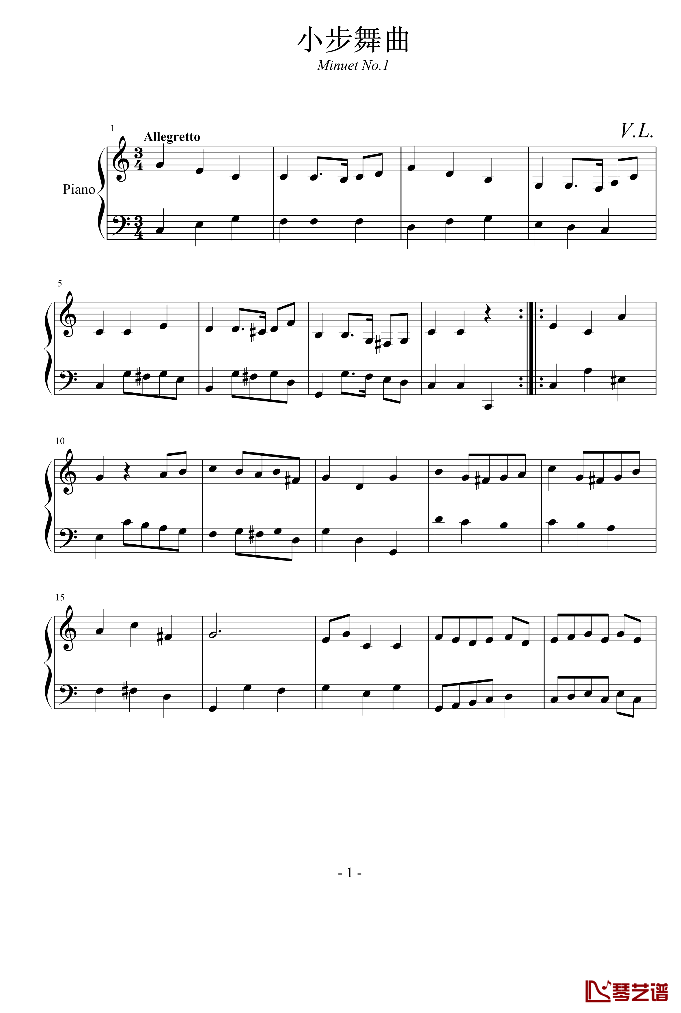 第一小步舞曲钢琴谱-zzmx09161