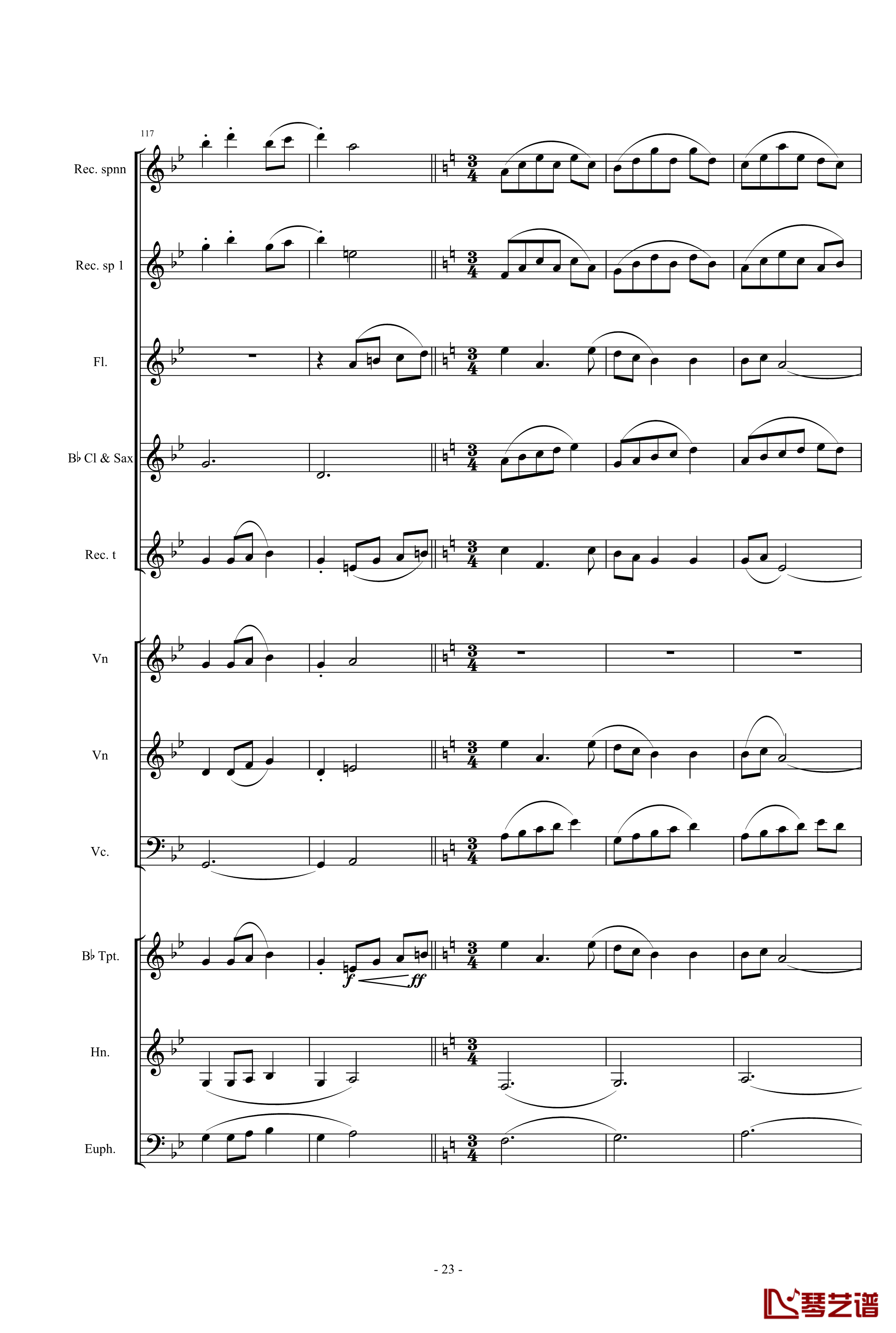 魔法少女小圓钢琴谱-營業的主題-小樂團合奏版23