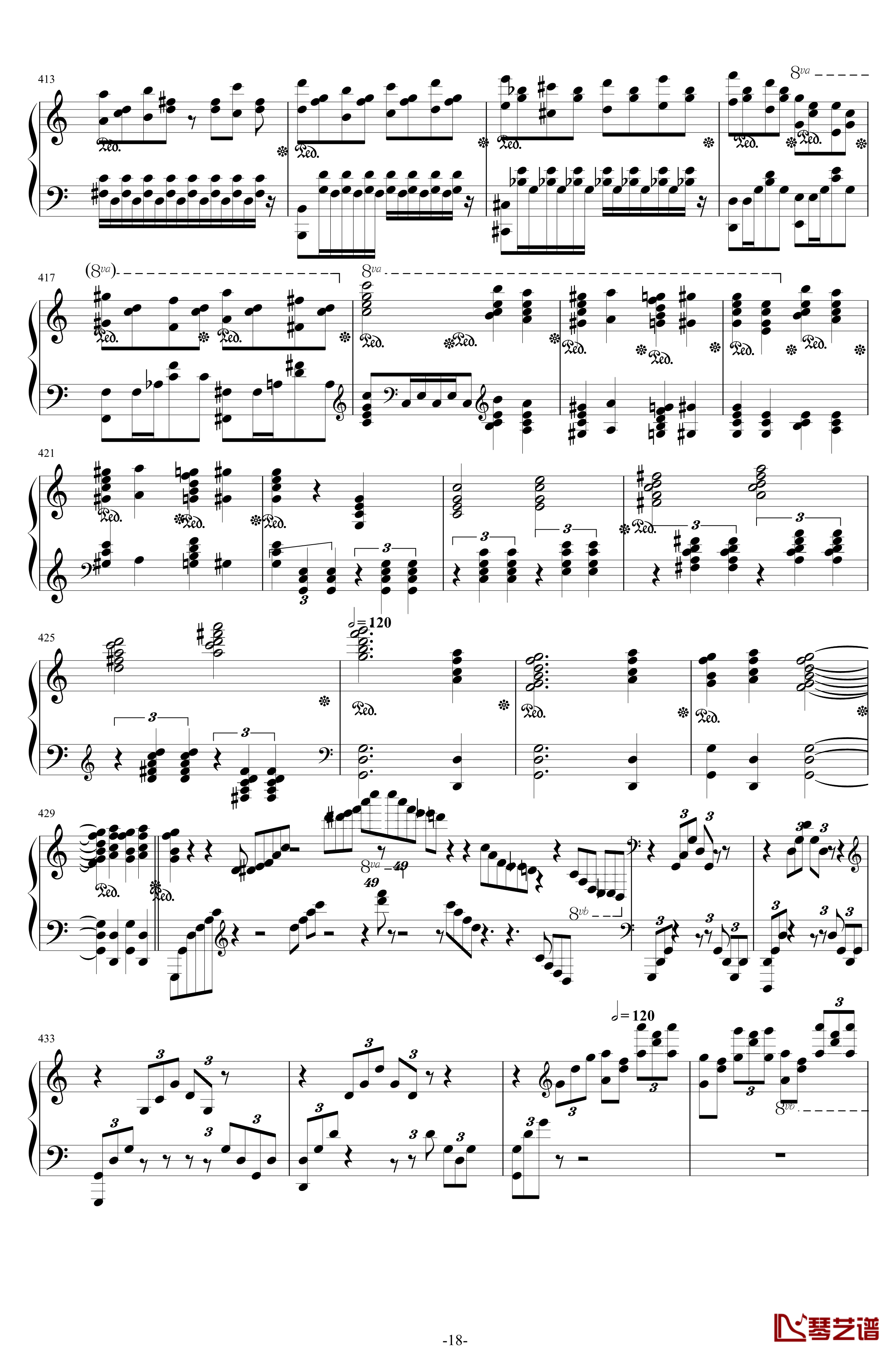 第二钢琴协奏曲钢琴谱-第三乐章独奏版-c小调-拉赫马尼若夫18
