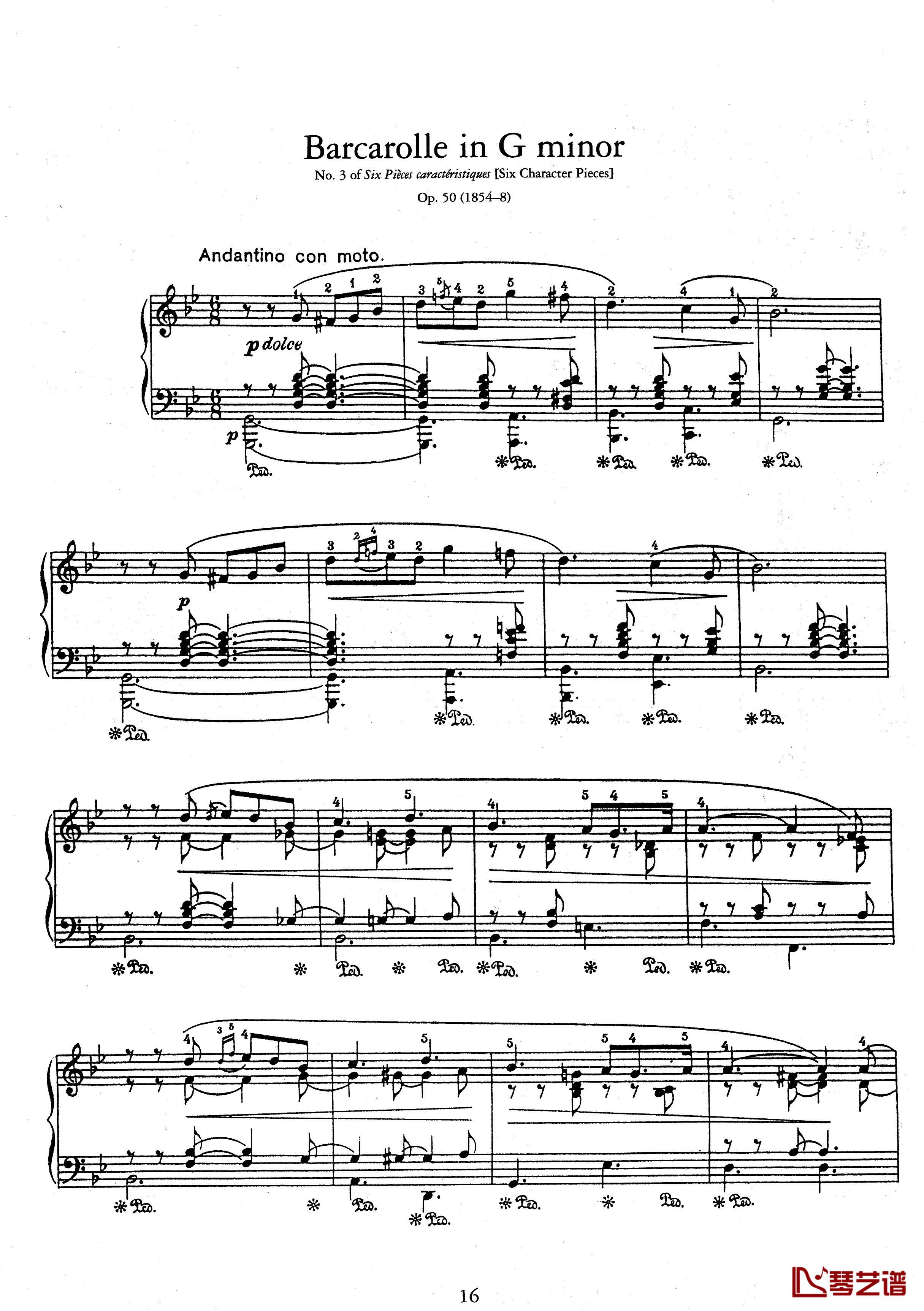 g小调船歌 Op.50  No.3钢琴谱-安·鲁宾斯坦1