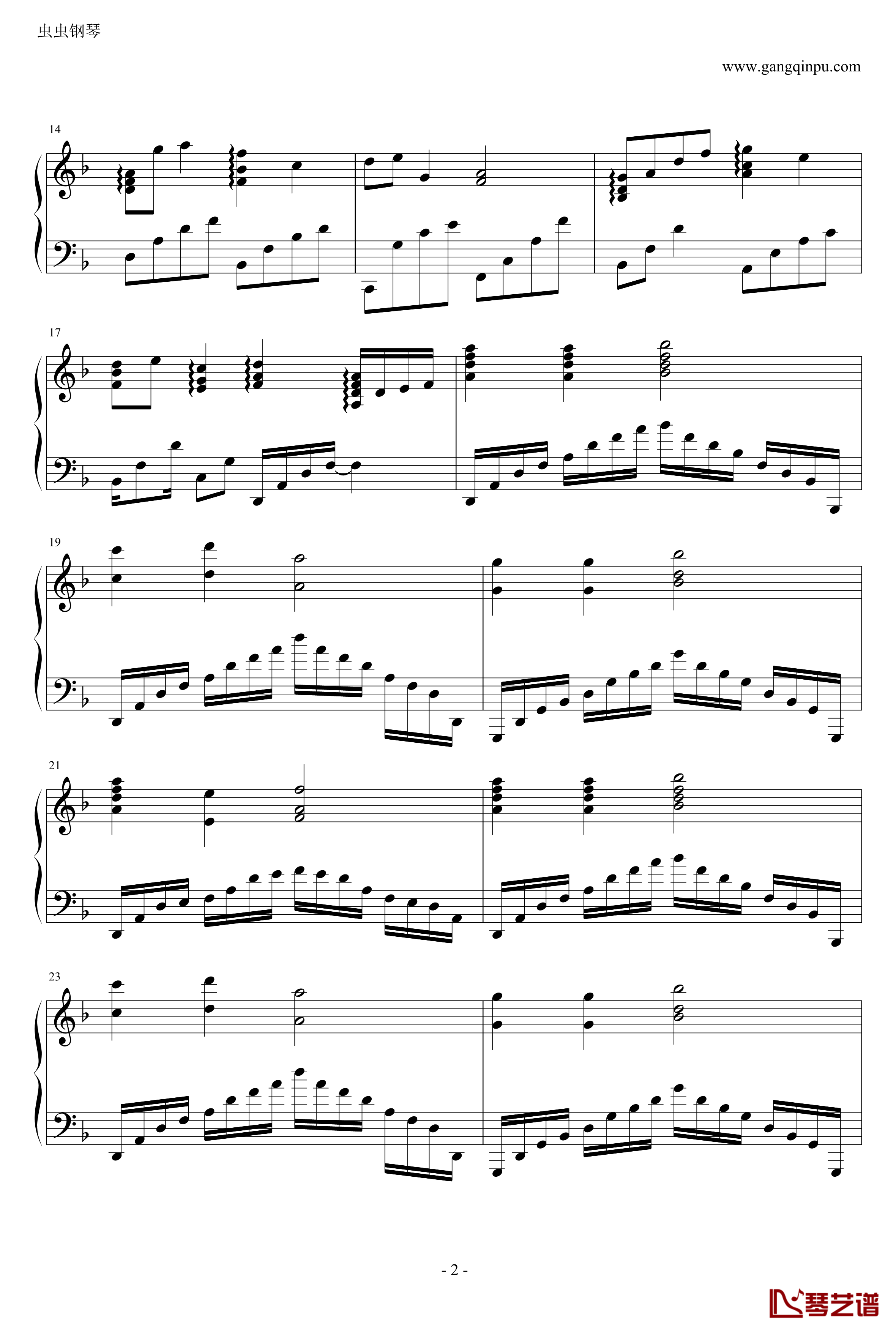 宿命钢琴谱-独奏钢琴曲-妖精的尾巴2