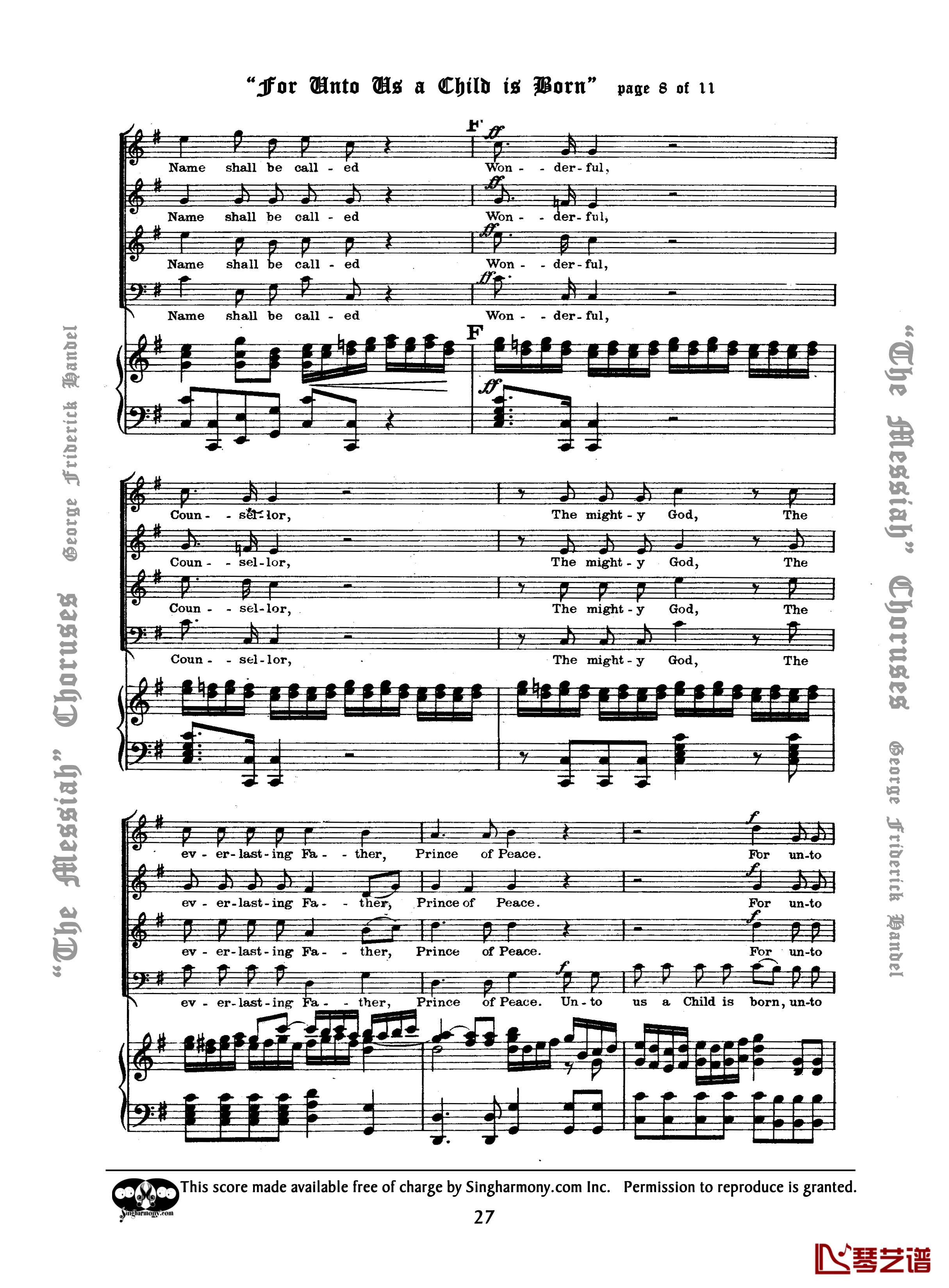 For unto us a Child is born钢琴谱-Handel8