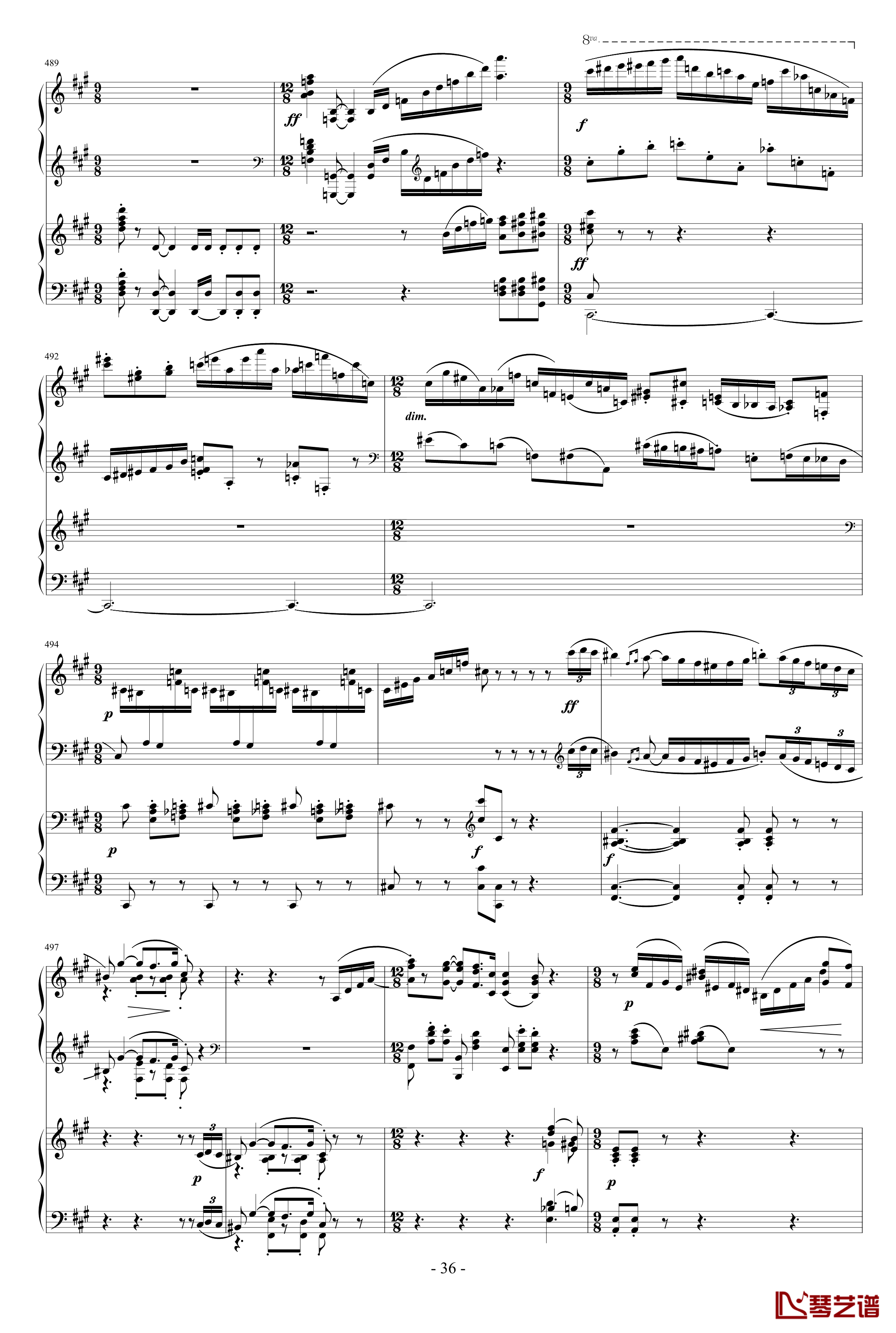 拉赫玛尼诺夫第一钢琴协奏曲 Op.1钢琴谱-拉赫马尼若夫36