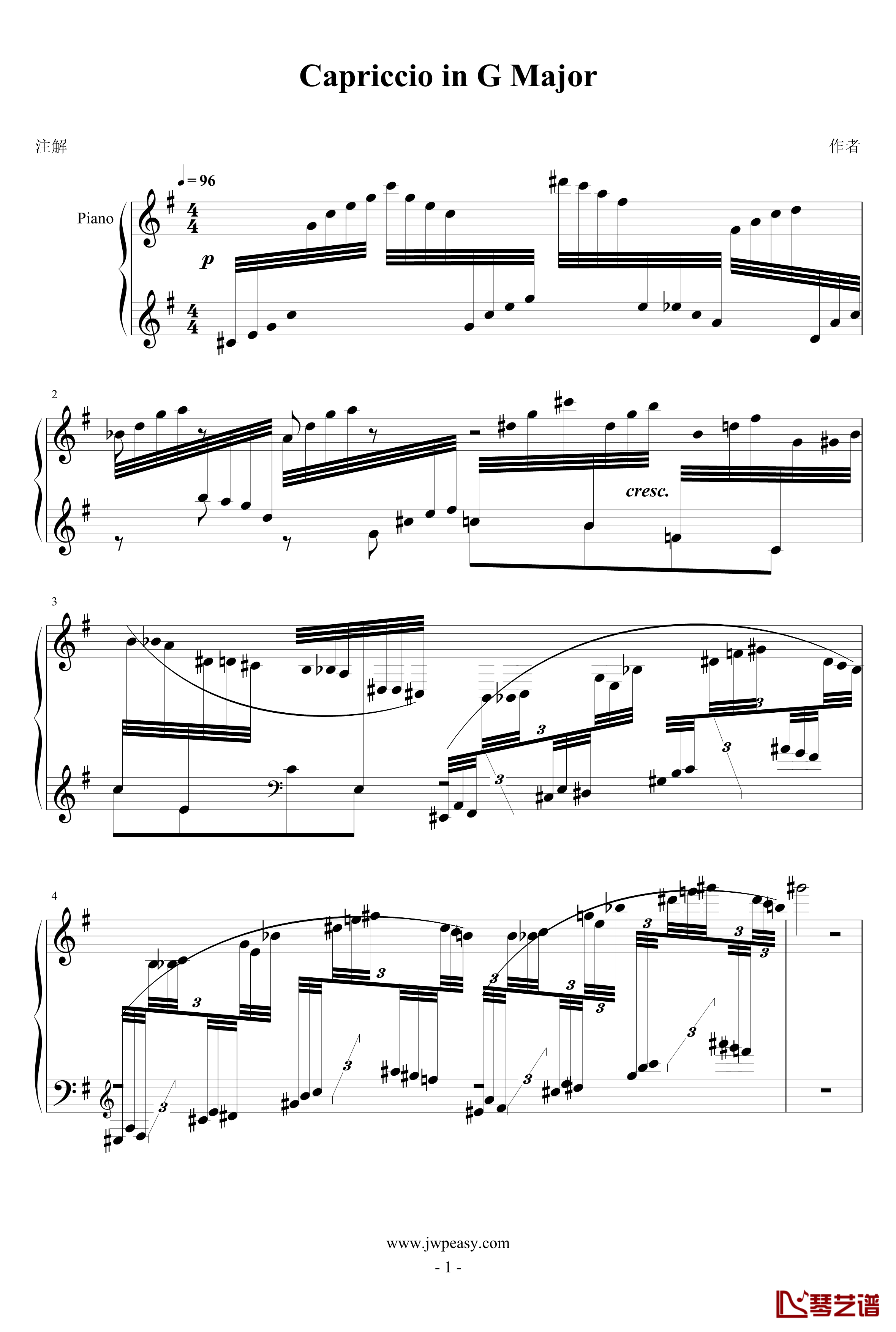 Capriccio in G Major钢琴谱-一个球1