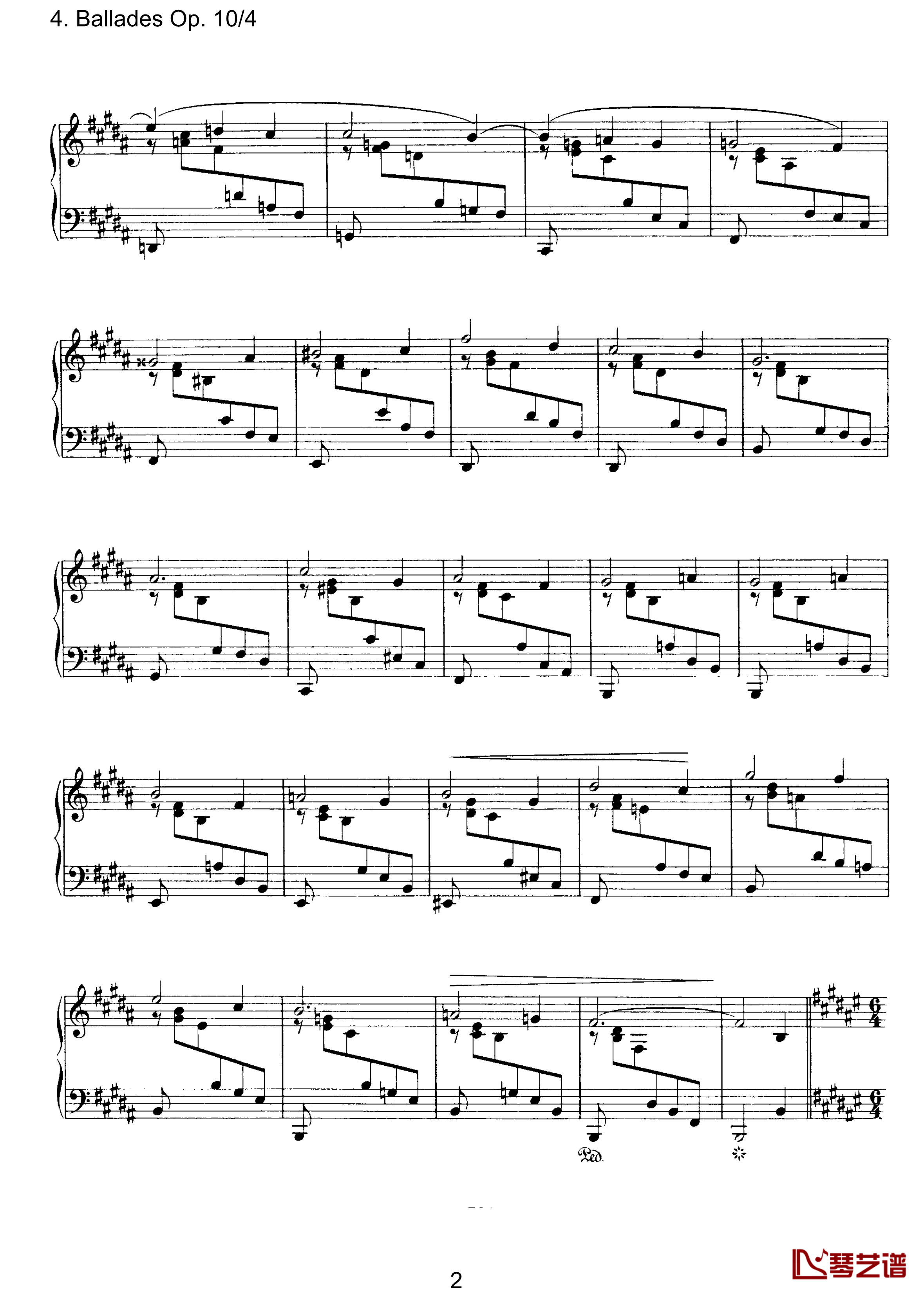 叙事曲钢琴谱-Op.10  No.4-勃拉姆斯2