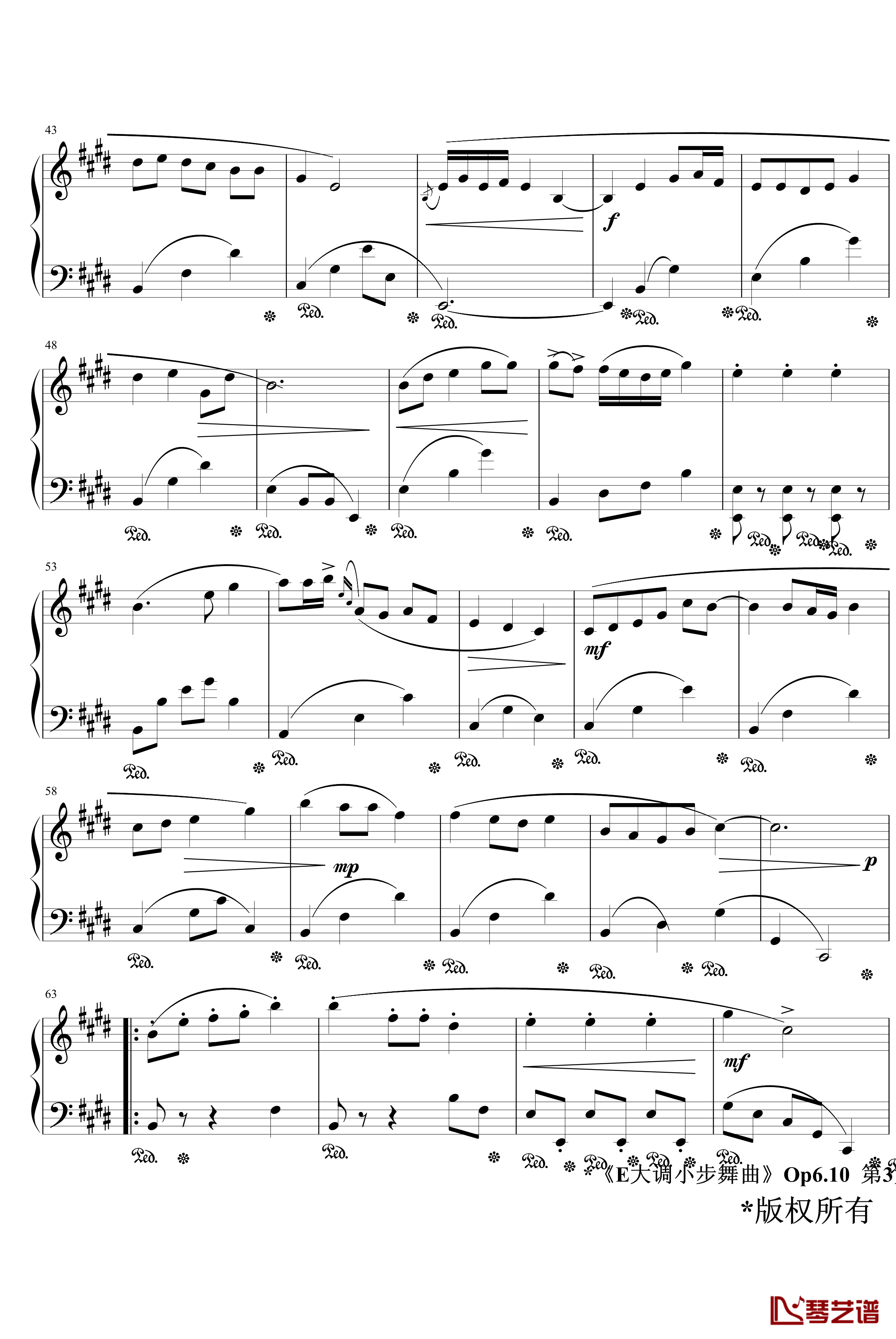 E大调小步舞曲Op6.10钢琴谱-jerry57433