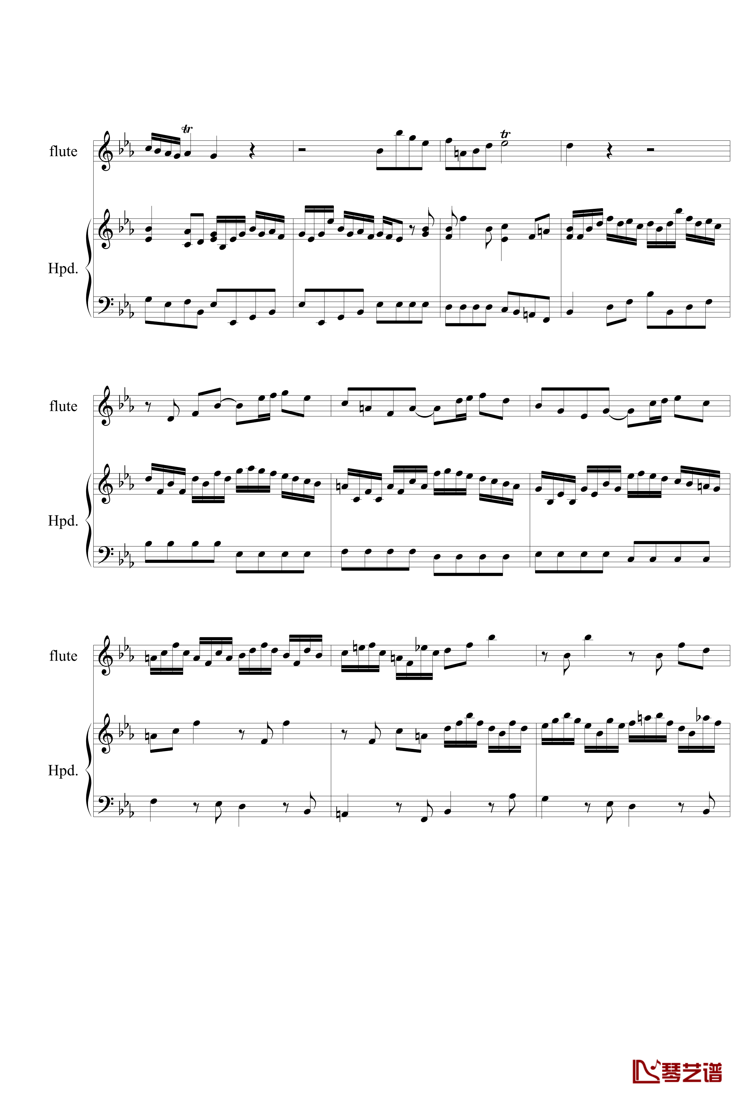 羽管键琴协奏曲BWV1031第一乐章钢琴谱-巴赫-P.E.Bach2