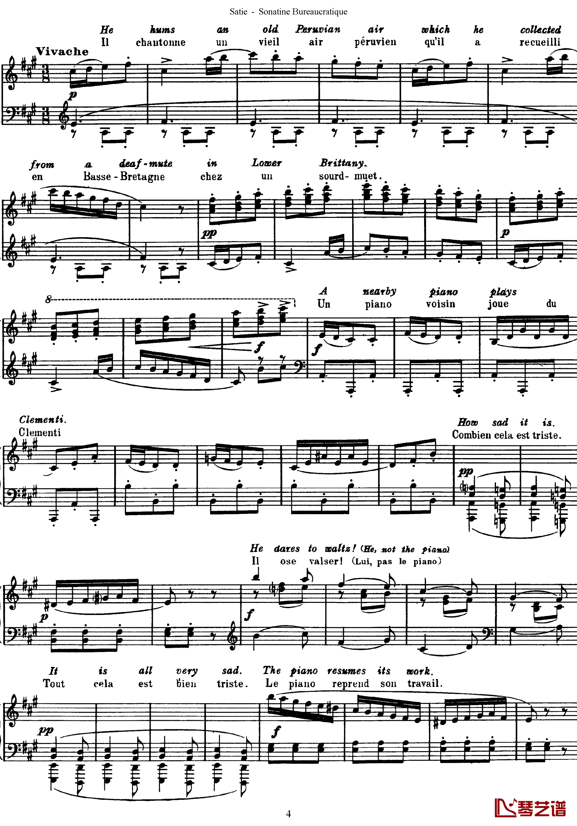 官僚小奏鸣曲钢琴谱-沙拉萨蒂4