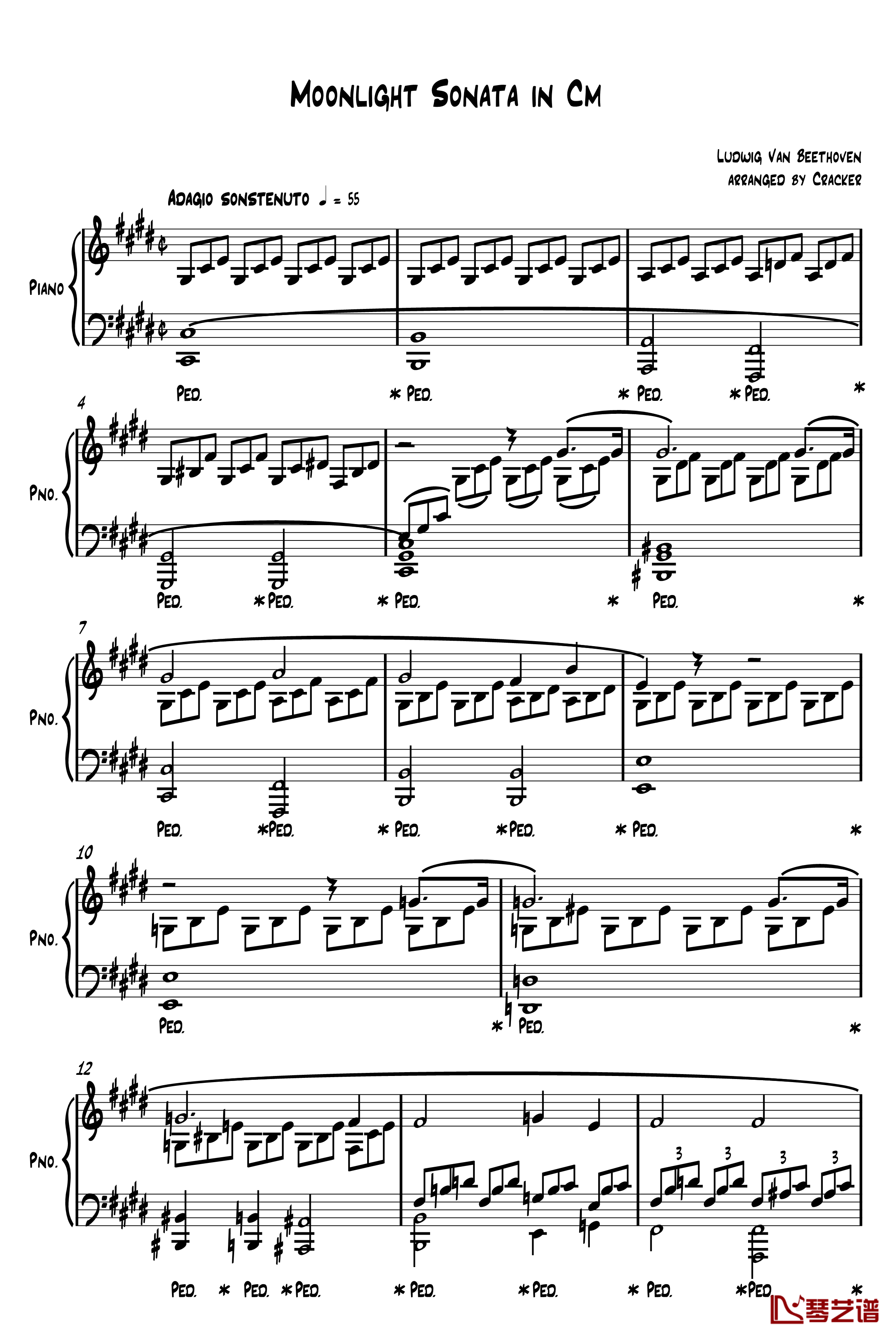 Moonlight Sonata in Cm钢琴谱-贝多芬-beethoven1