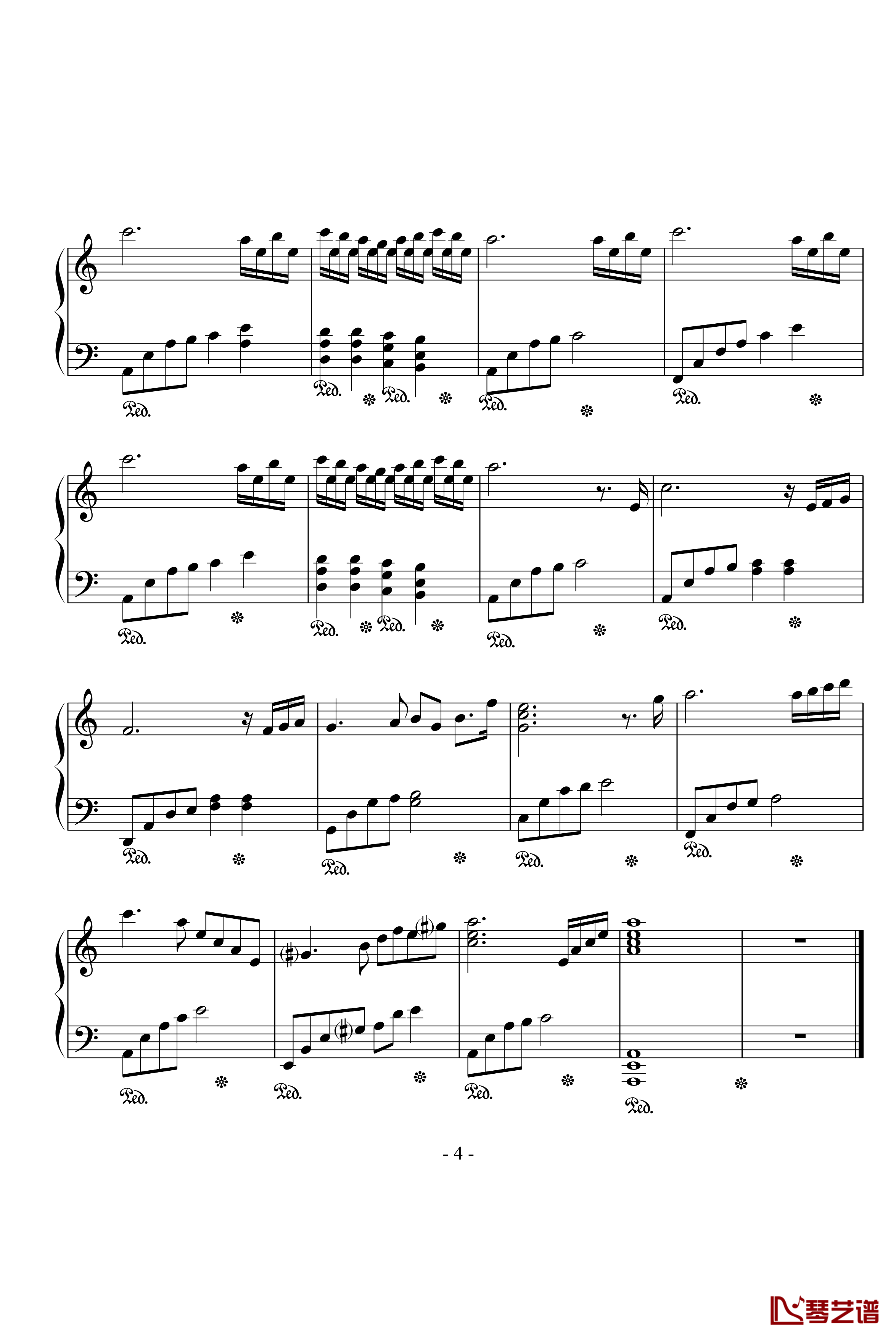 眼泪钢琴谱-tears-钢琴超级简易演奏版-未知分类4
