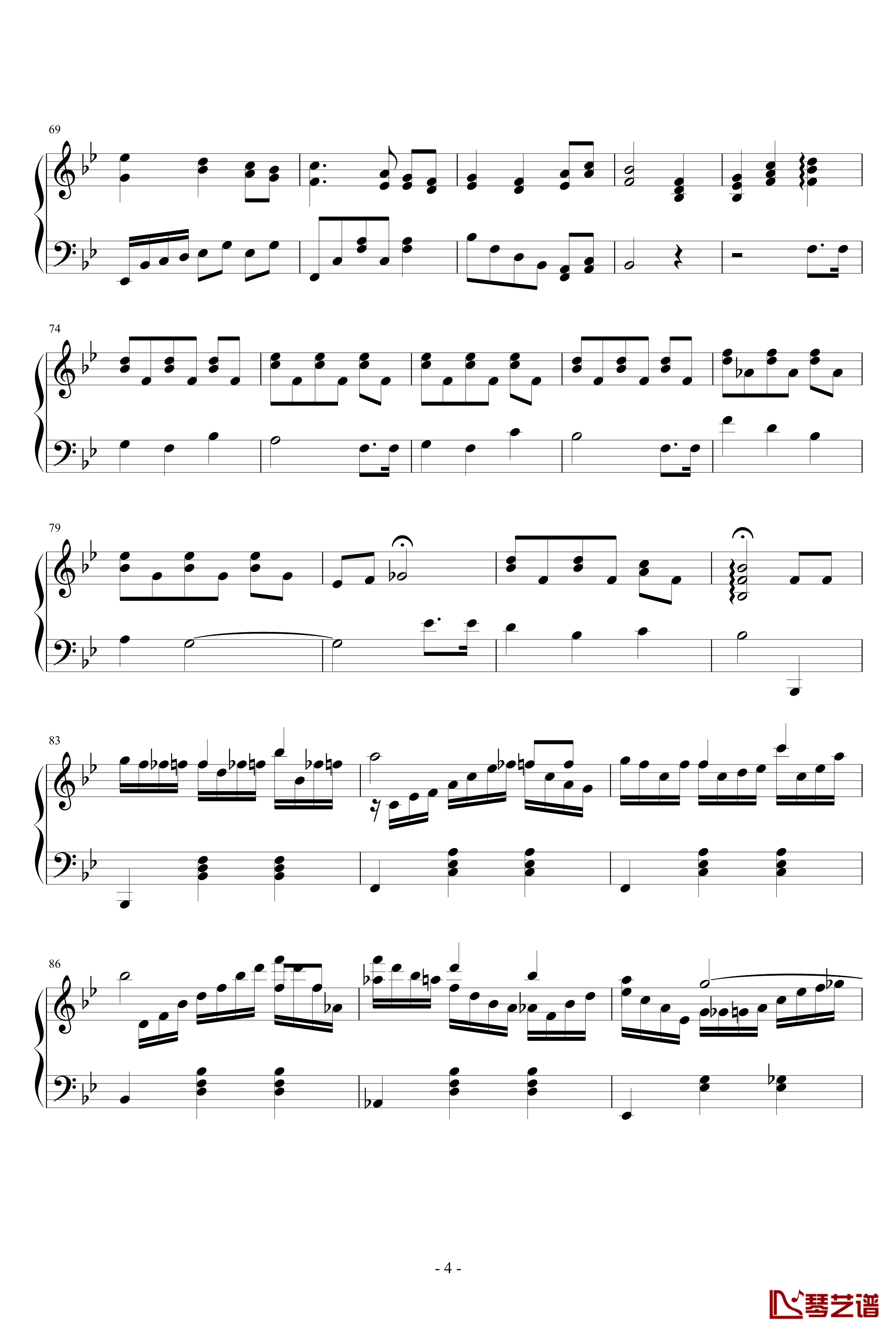 生日快乐钢琴谱-张伟-古典流行4