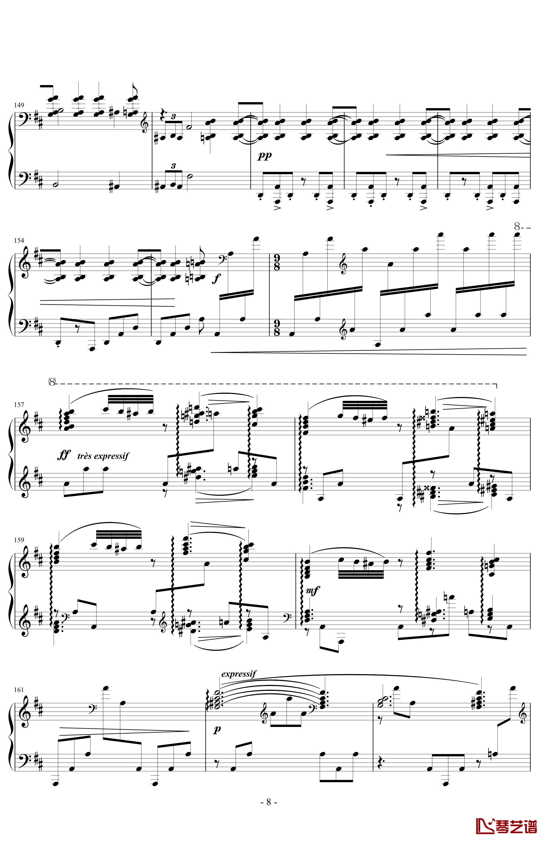 丑角的晨歌钢琴谱-组曲第4首-拉威尔-Ravel8