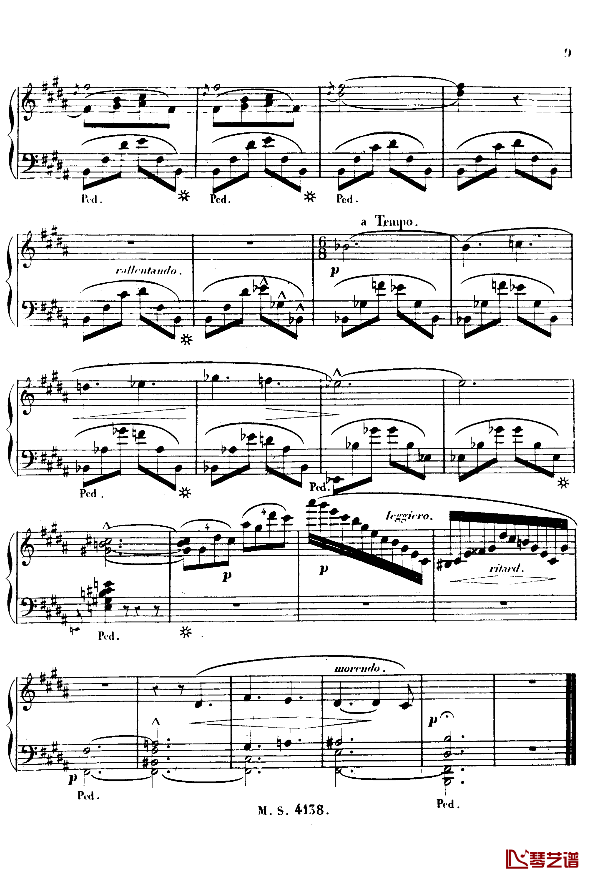 B大调夜曲 Op.51b钢琴谱-塔尔贝格10