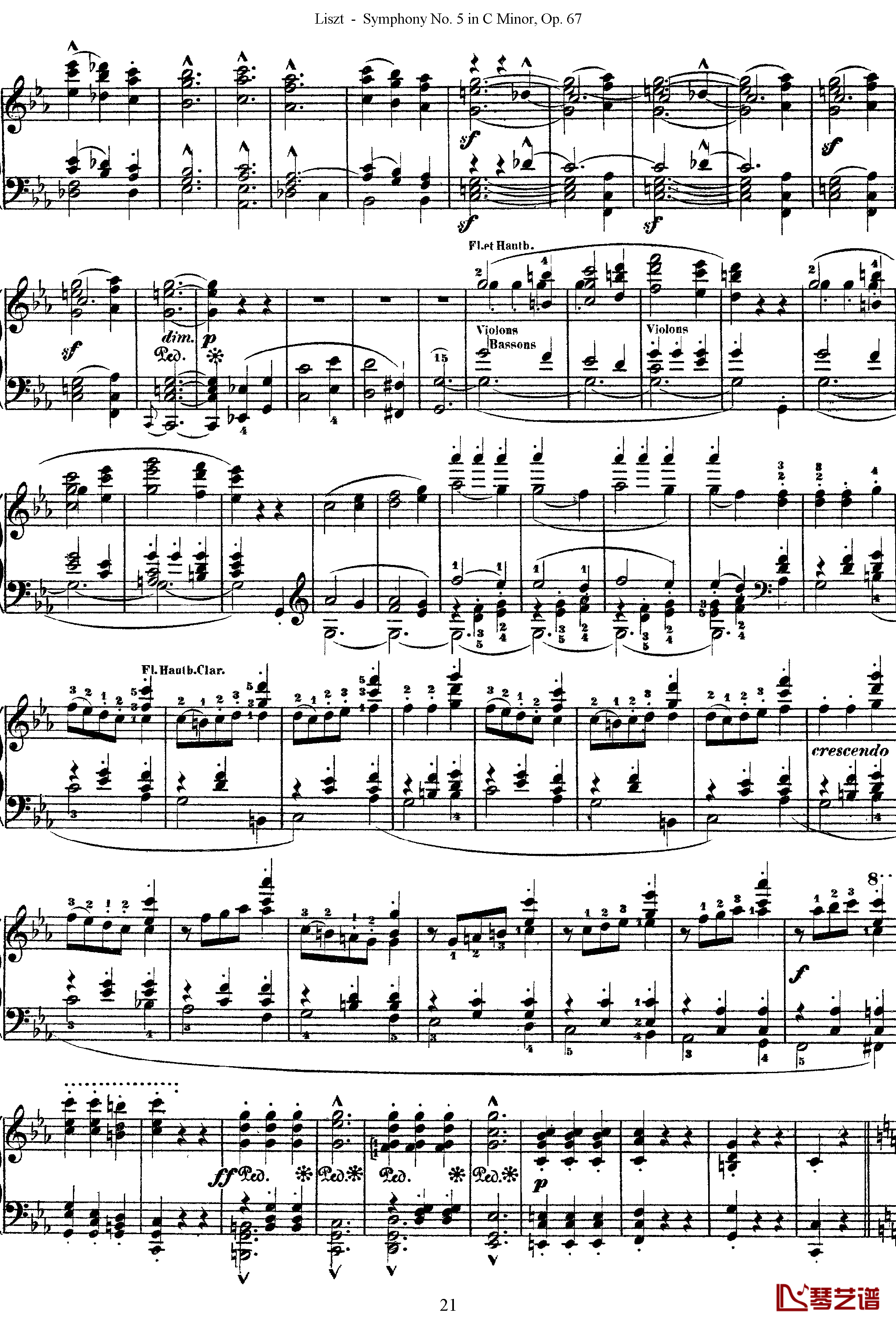 第五交响乐的钢琴曲钢琴谱-李斯特-李斯特改编自贝多芬21