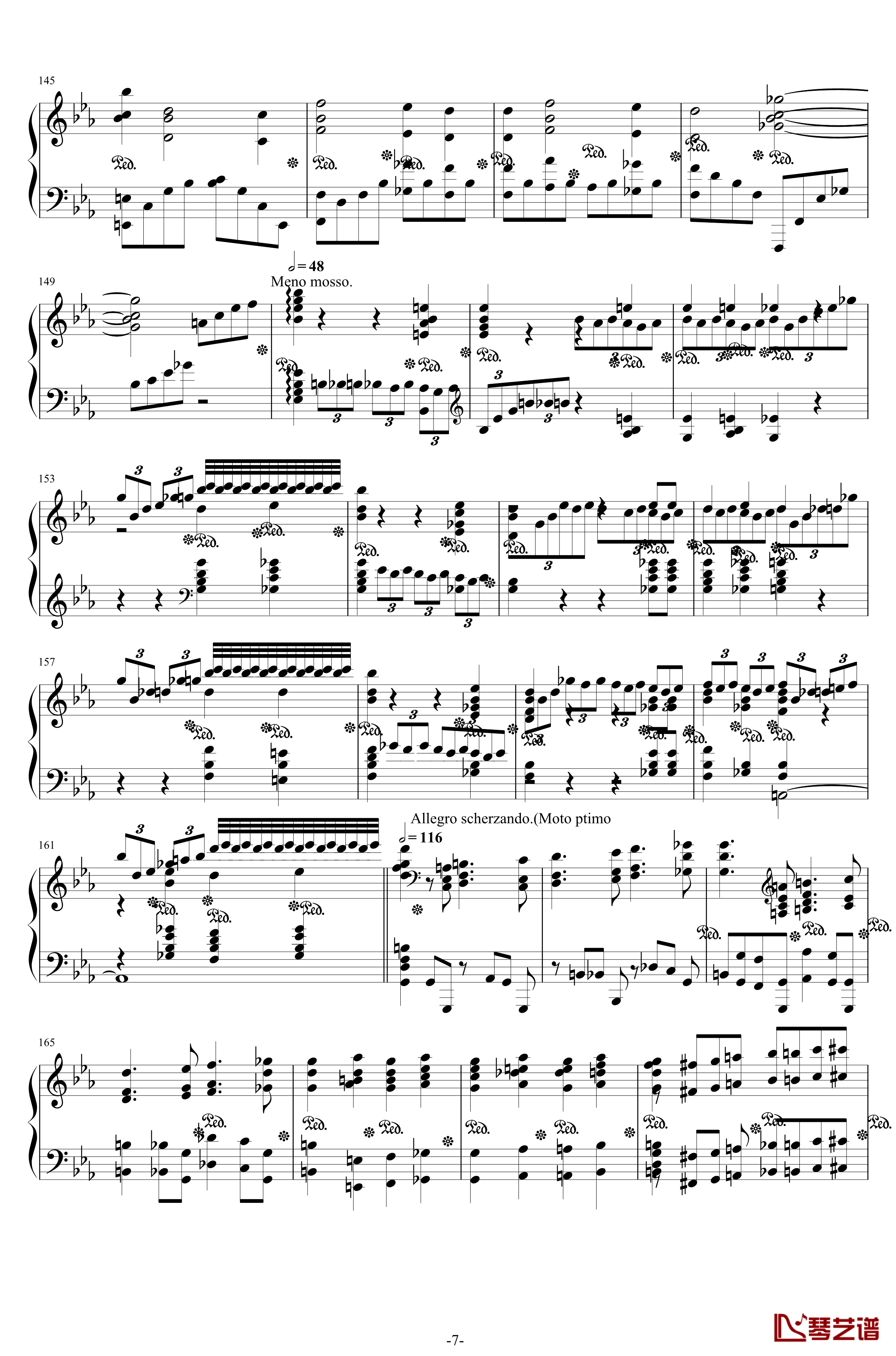 第二钢琴协奏曲钢琴谱-第三乐章独奏版-c小调-拉赫马尼若夫7