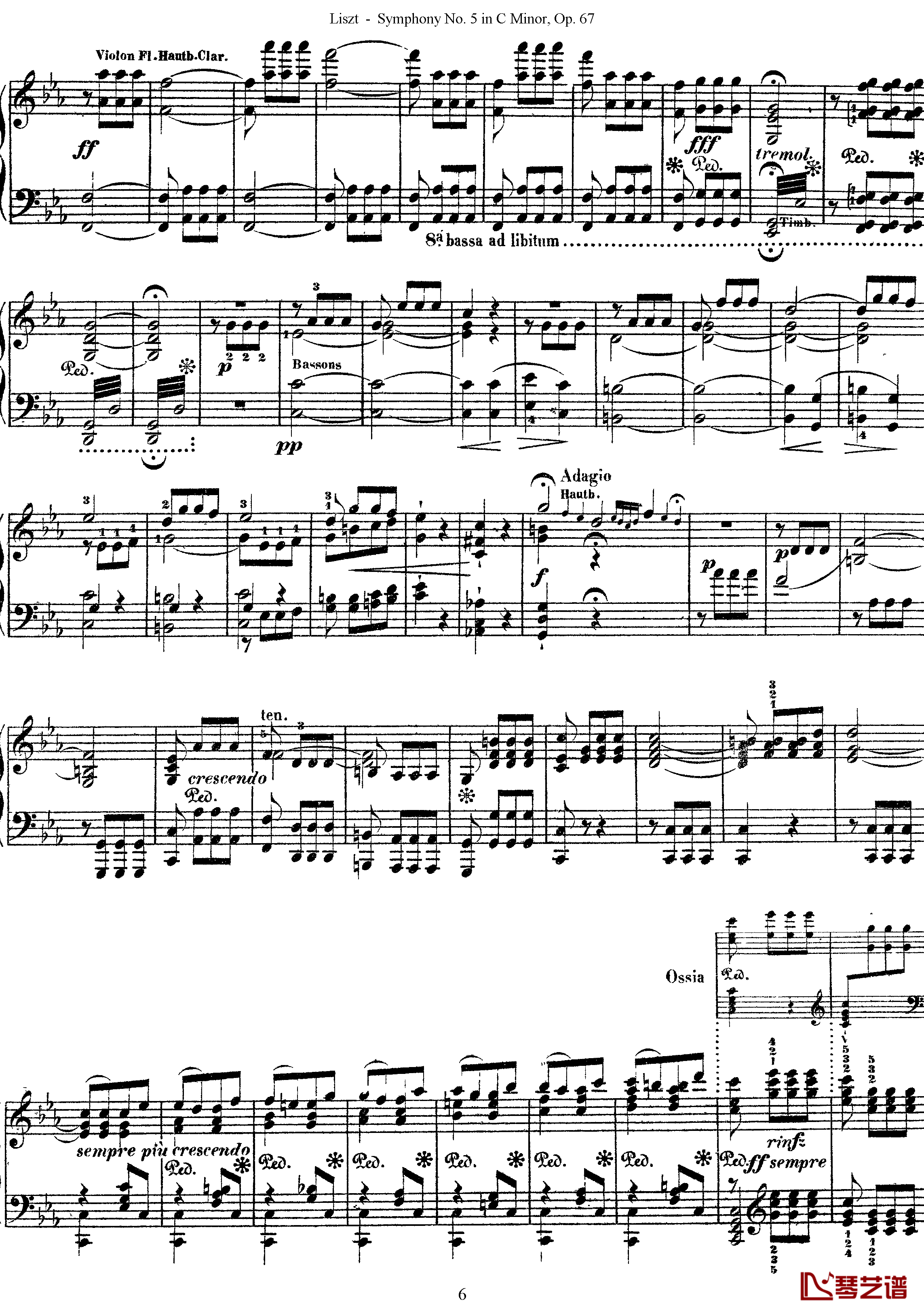 第五交响乐的钢琴曲钢琴谱-李斯特-李斯特改编自贝多芬6