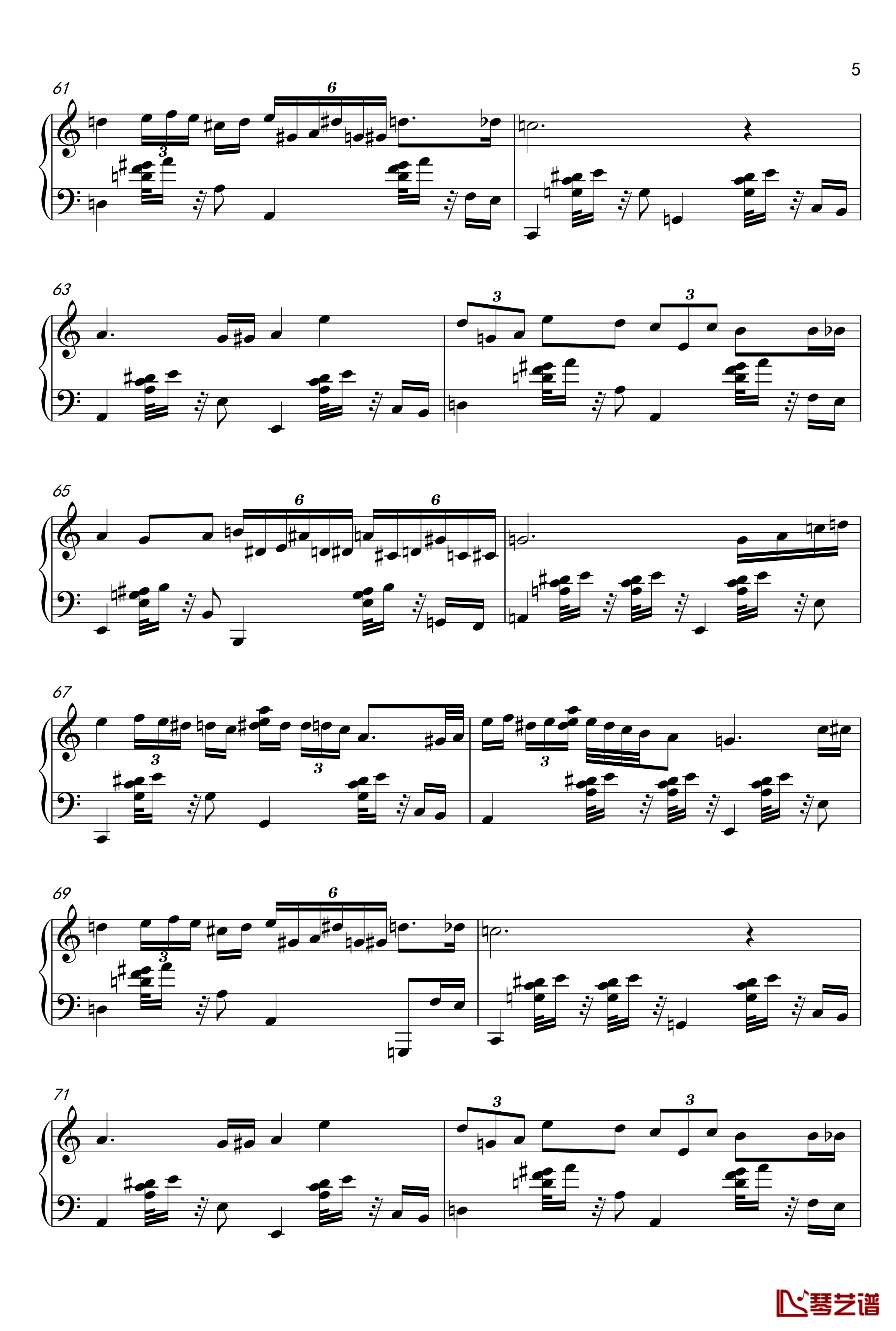 纤夫的爱钢琴谱-于文华5