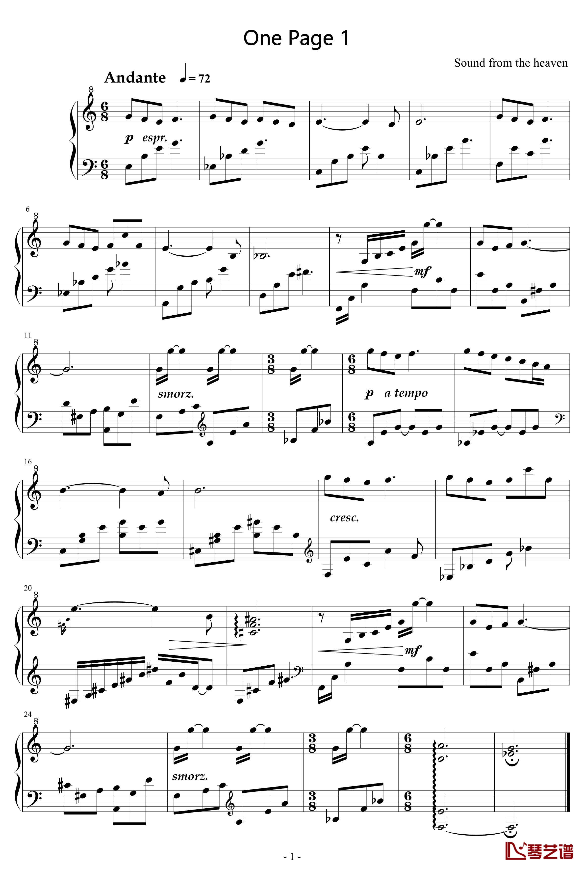一页曲1钢琴谱-天籁传声1