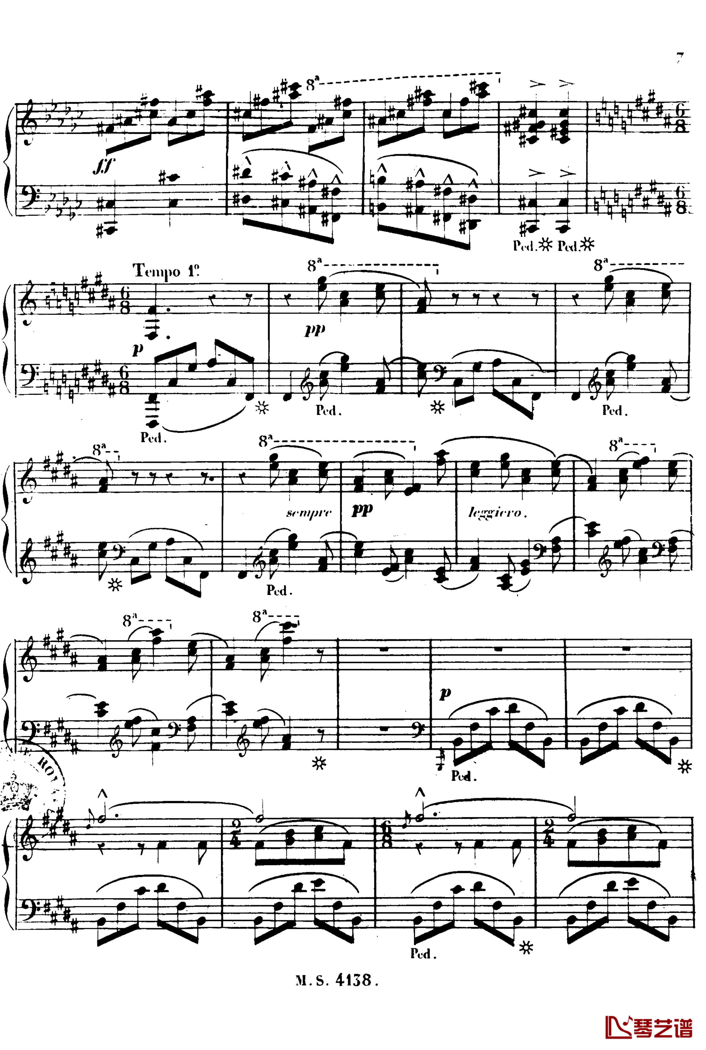 B大调夜曲 Op.51b钢琴谱-塔尔贝格8