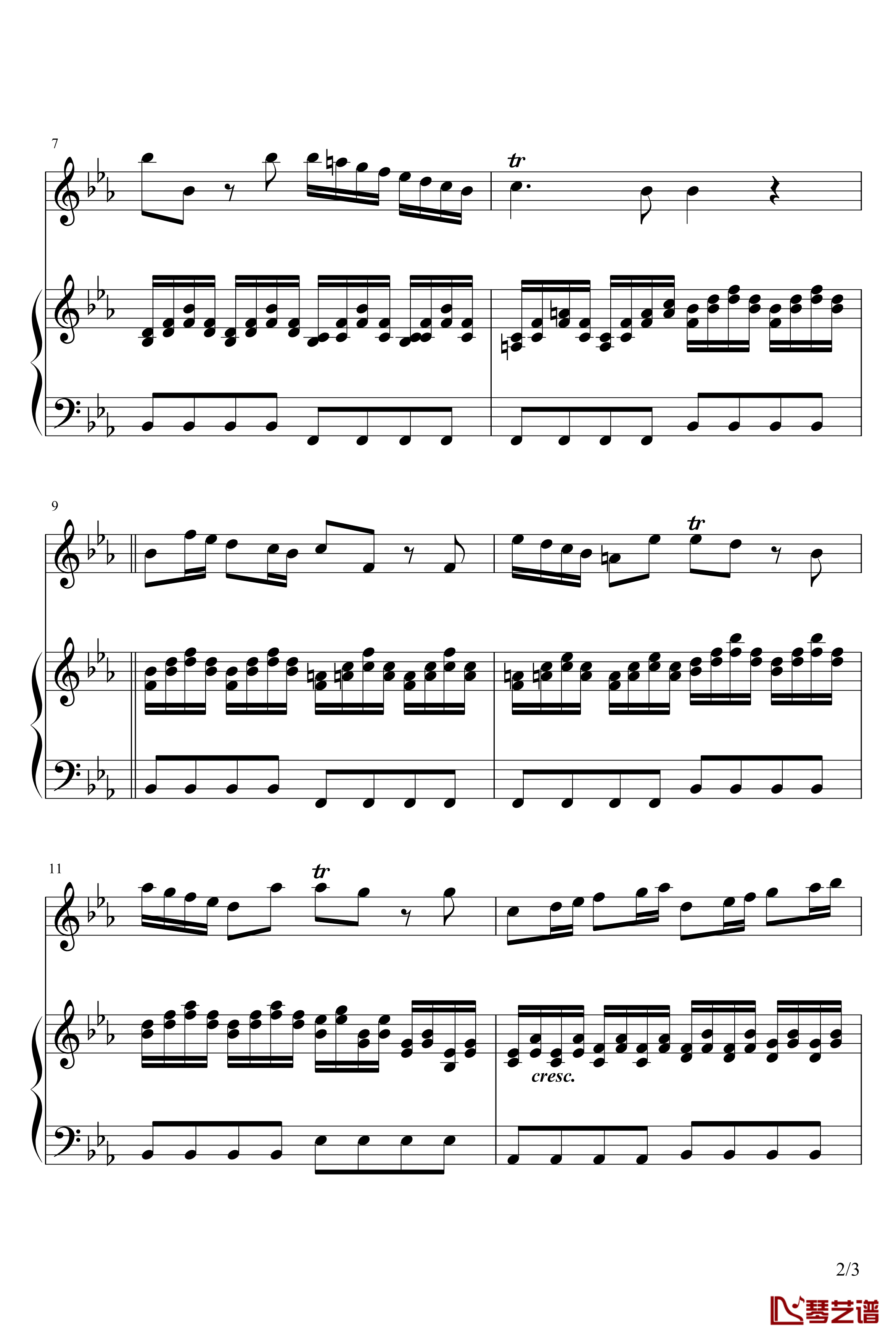 四季·冬之第二乐章钢琴谱-钢琴+小提琴-维瓦尔第2