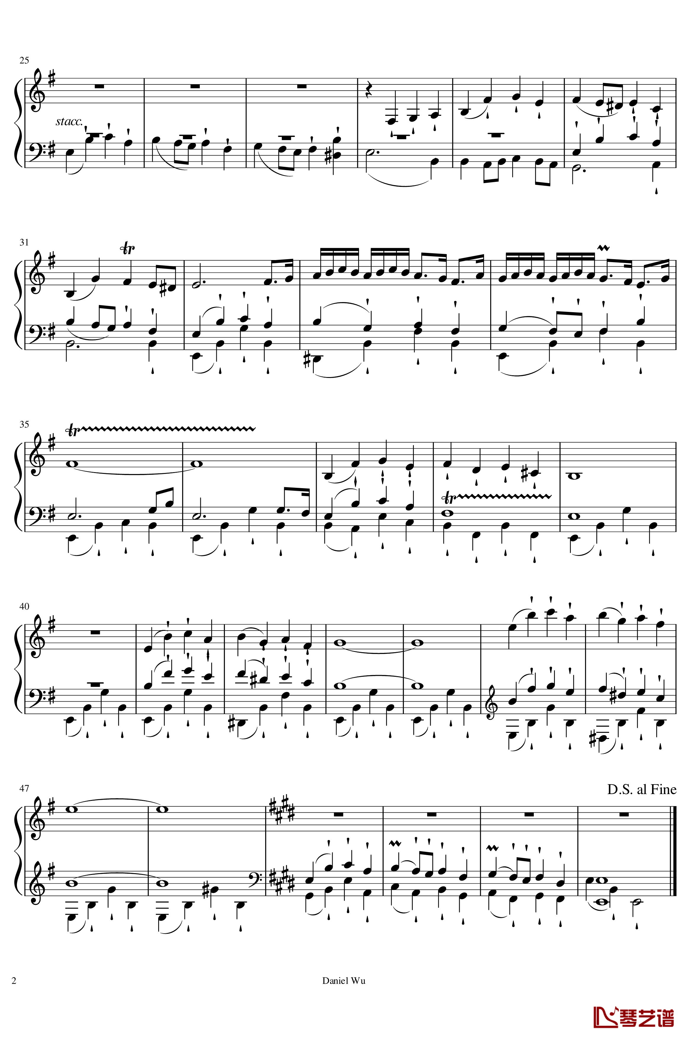 DanielInC钢琴谱-E大调赋格2