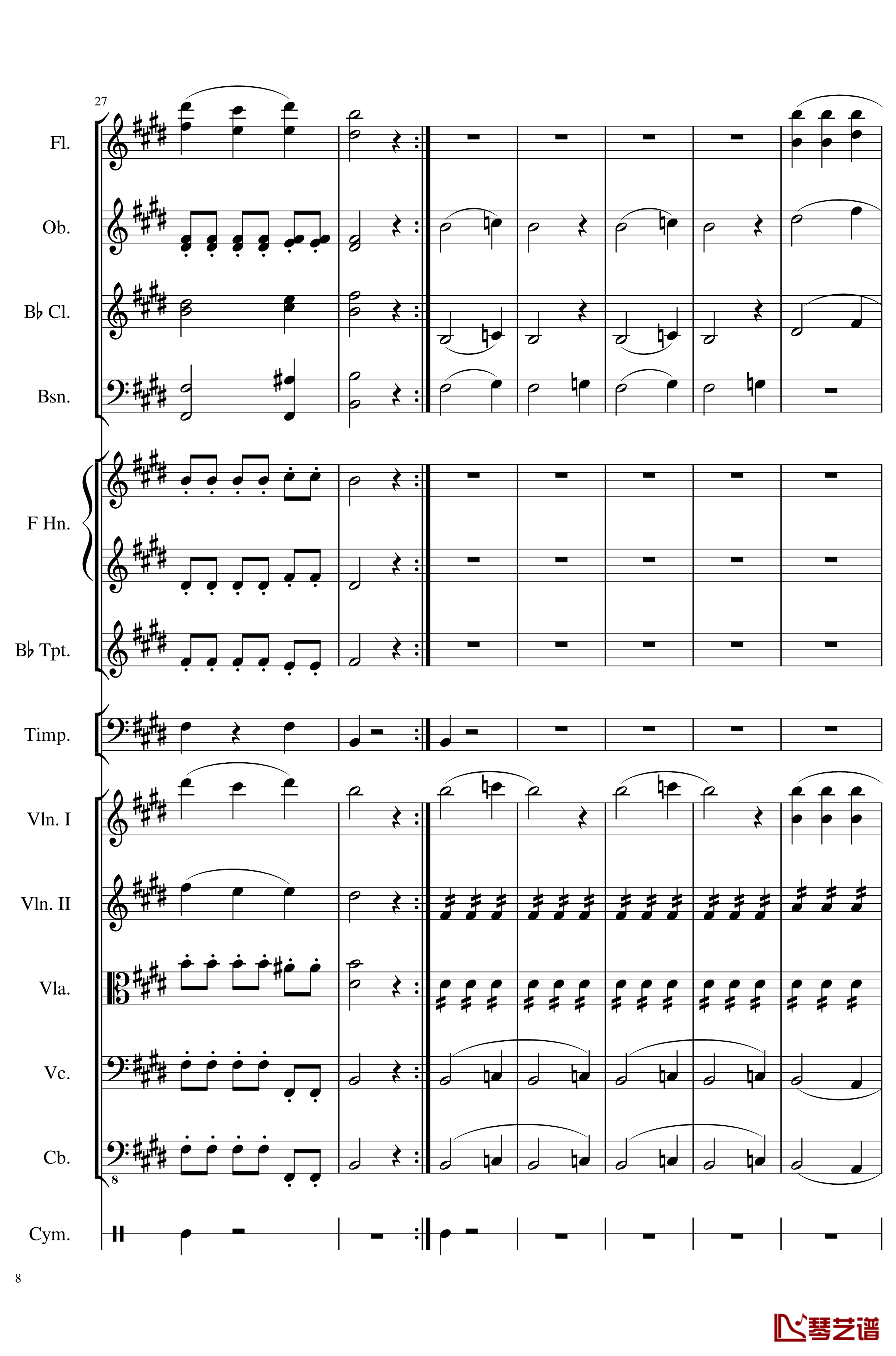 4 Contredanse for Chamber Orchestra, Op.120钢琴谱-No.3-一个球8