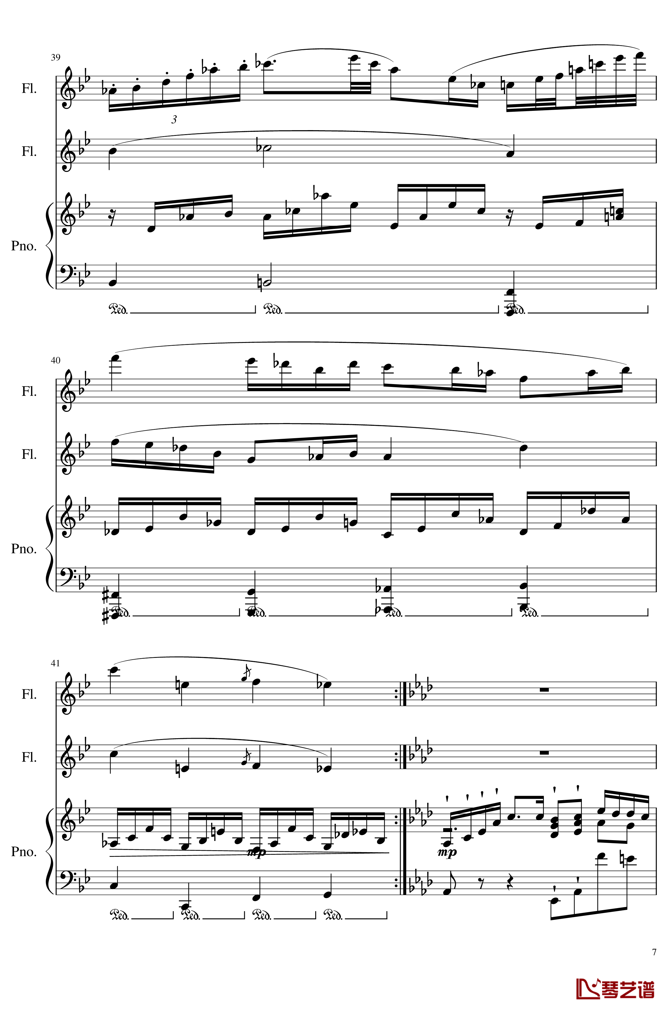 Trio for piano and 2 flutes, Op.117钢琴谱-I.Alborada-一个球7