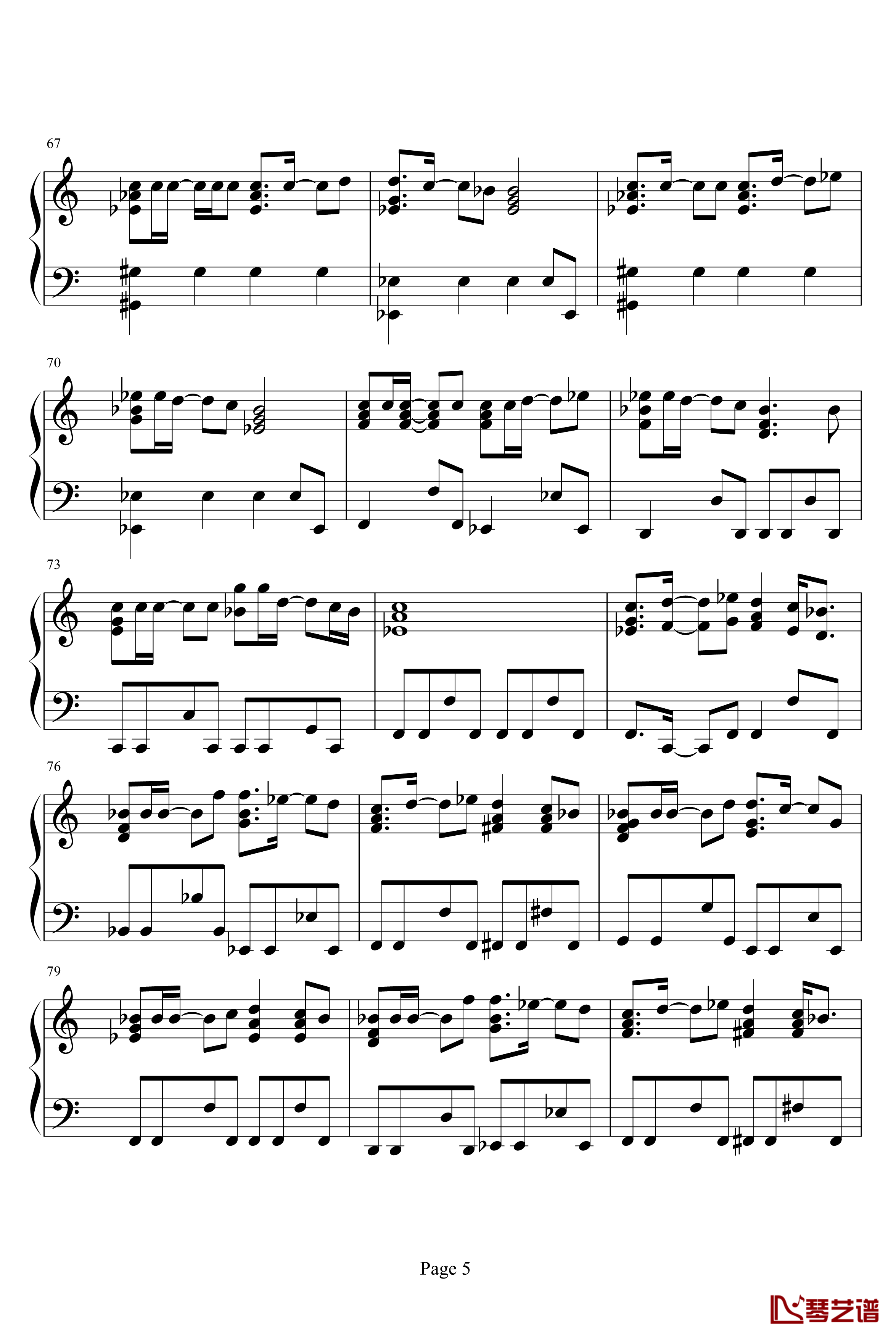 世界上唯一的花钢琴谱-钢琴版-女子十二乐坊5