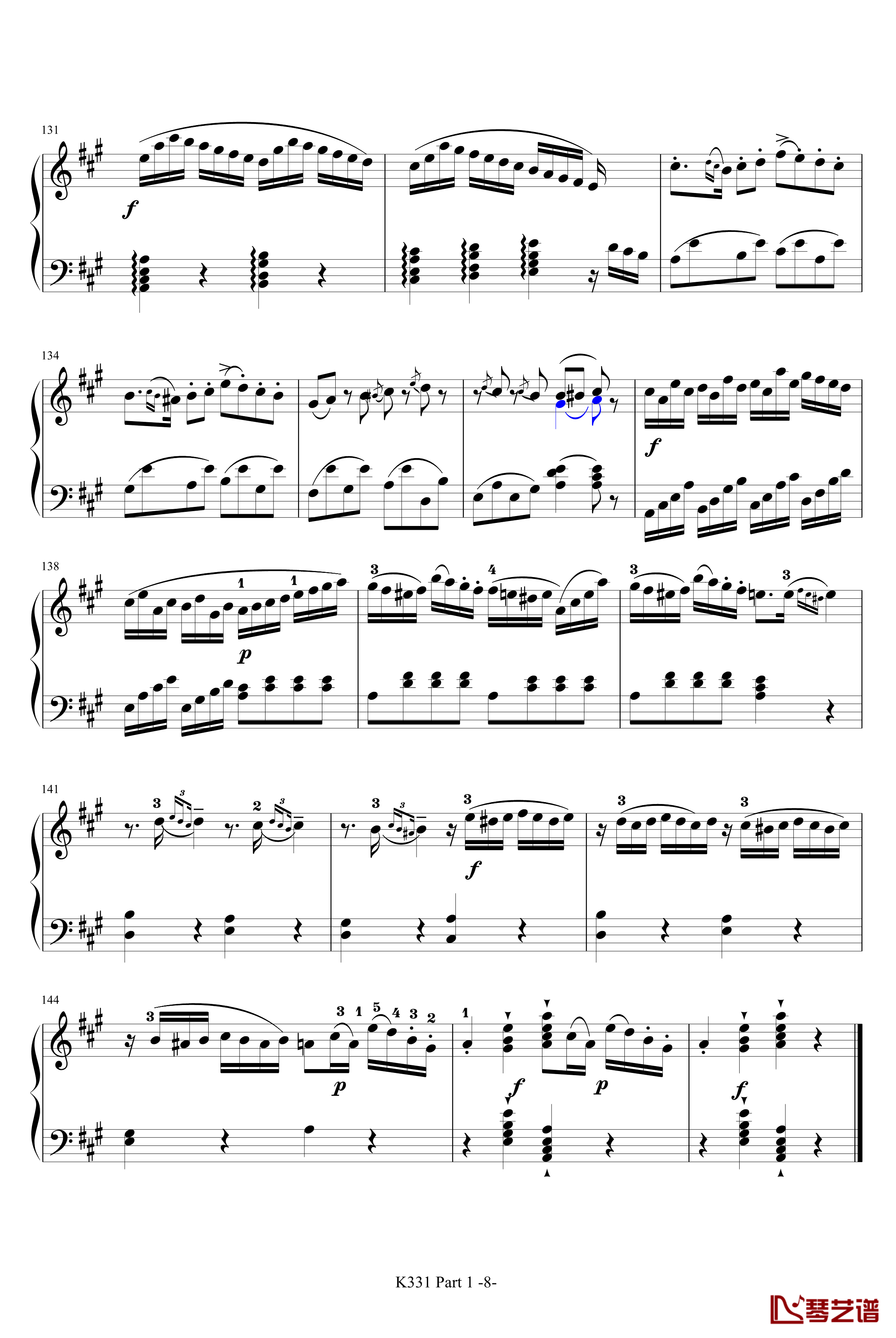 K331第一乐章钢琴谱-带指法-莫扎特8