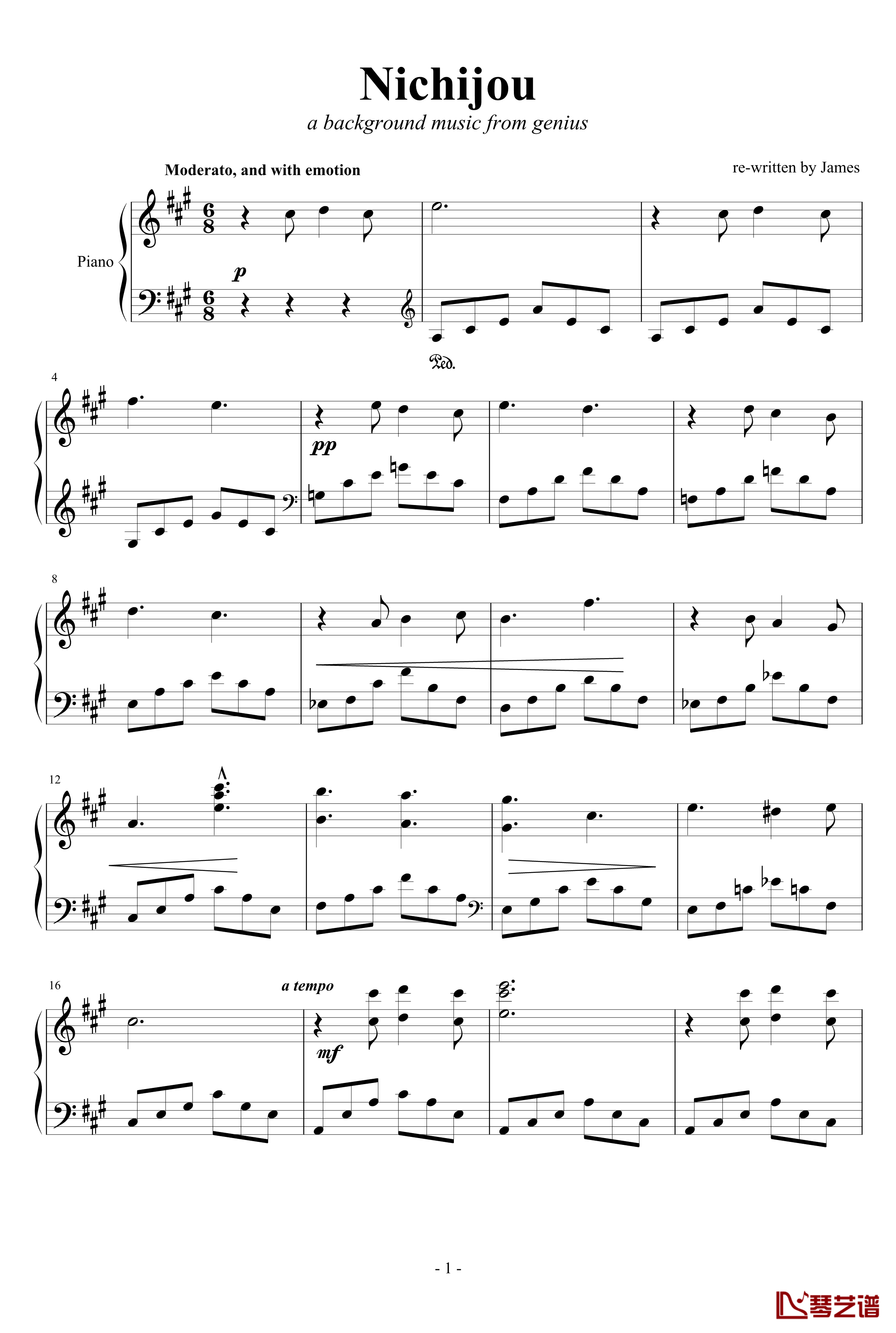 Nichijou钢琴谱-94话Genius的插曲1
