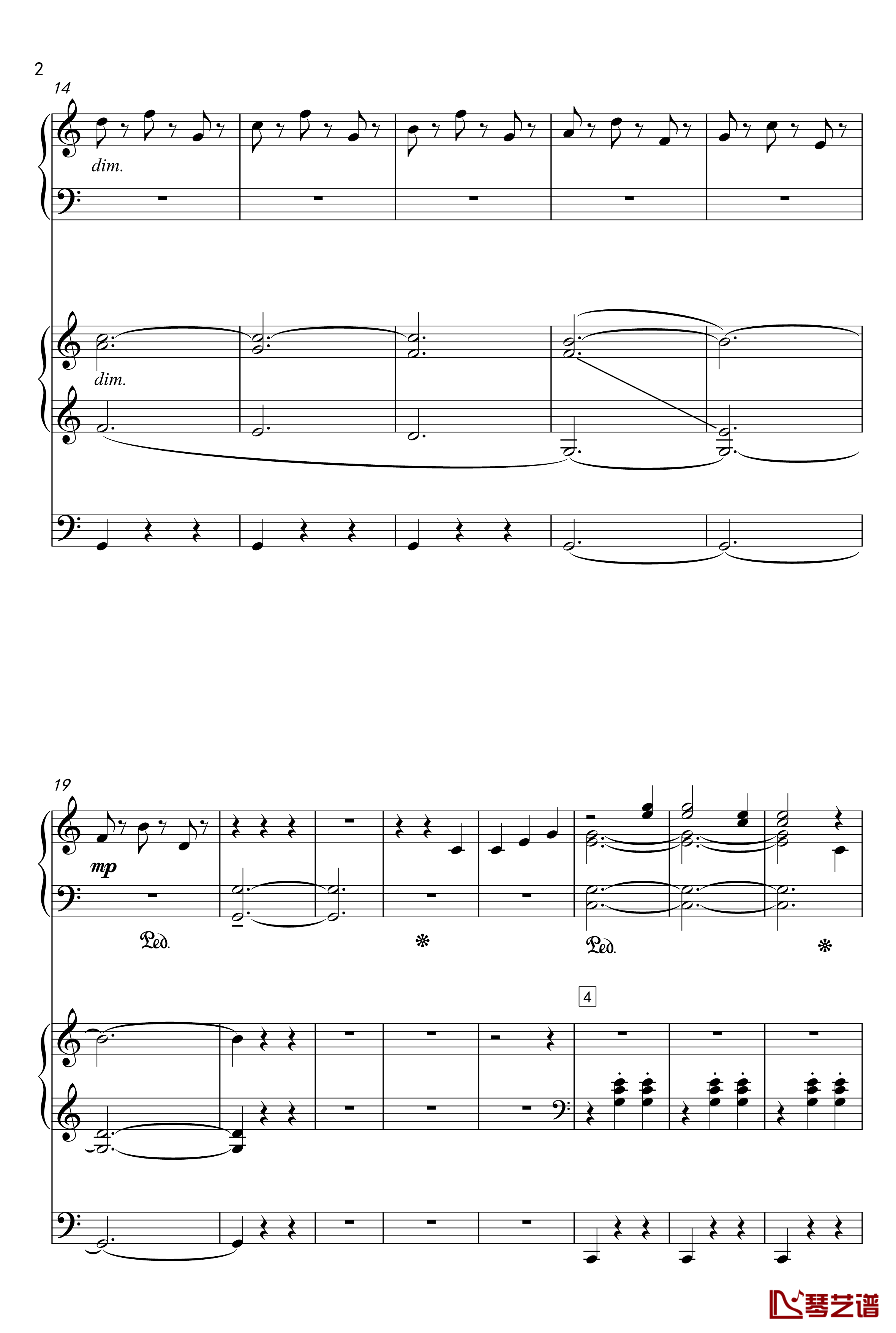 蓝色多瑙河钢琴谱-幼儿钢琴 双排键协奏版-王秉坤2
