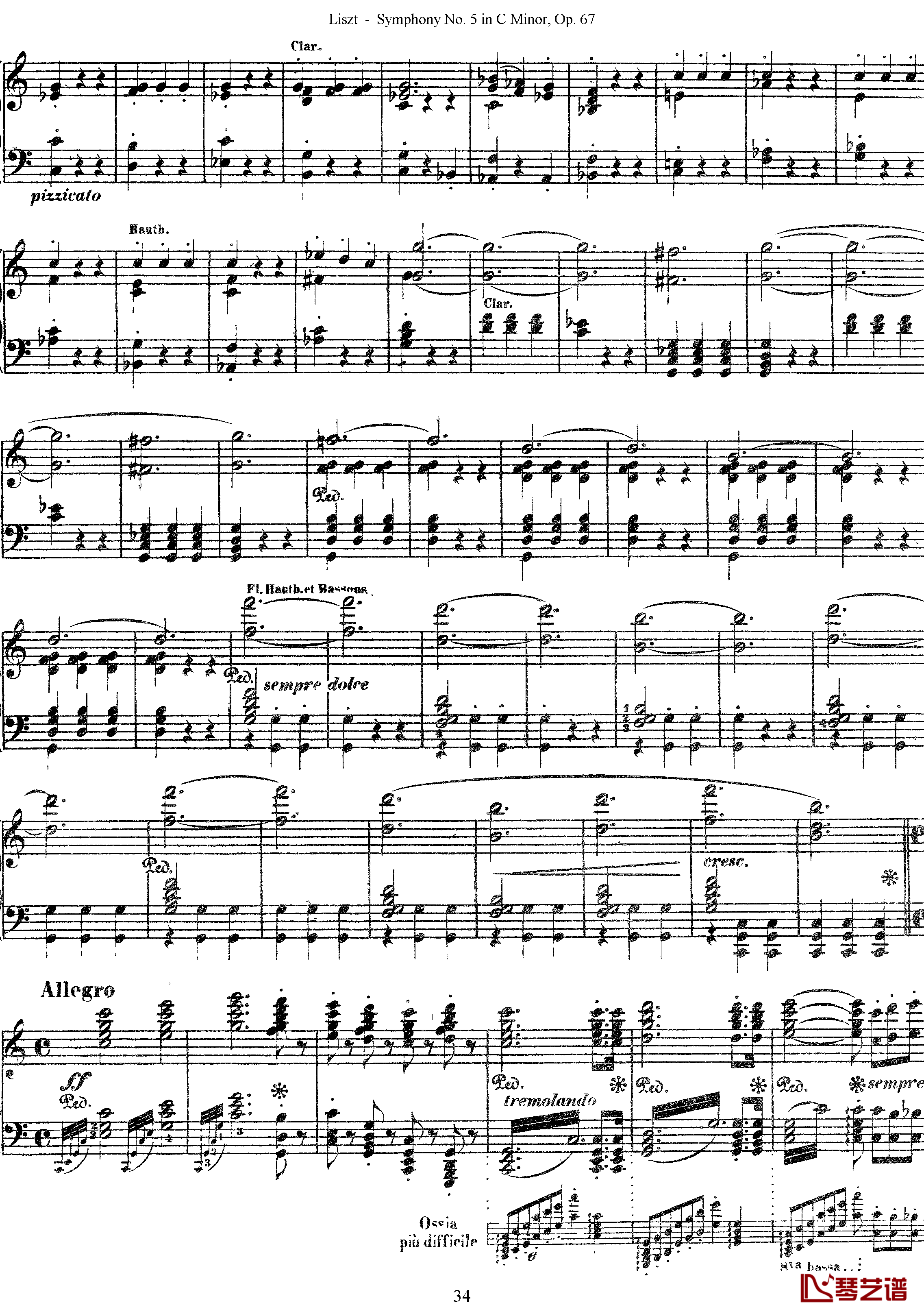 第五交响乐的钢琴曲钢琴谱-李斯特-李斯特改编自贝多芬34