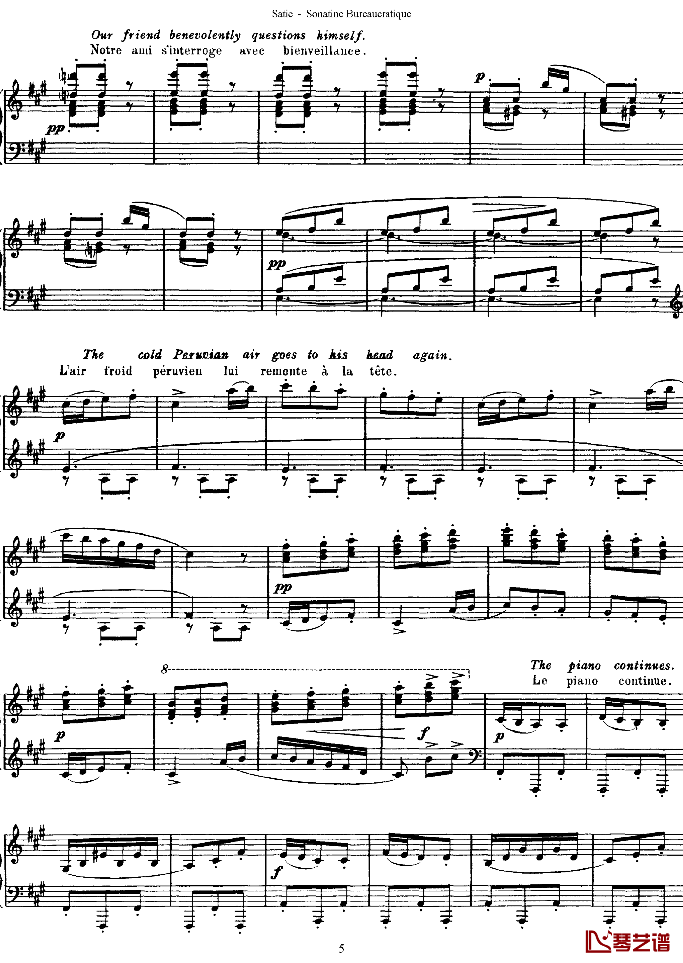 官僚小奏鸣曲钢琴谱-沙拉萨蒂5