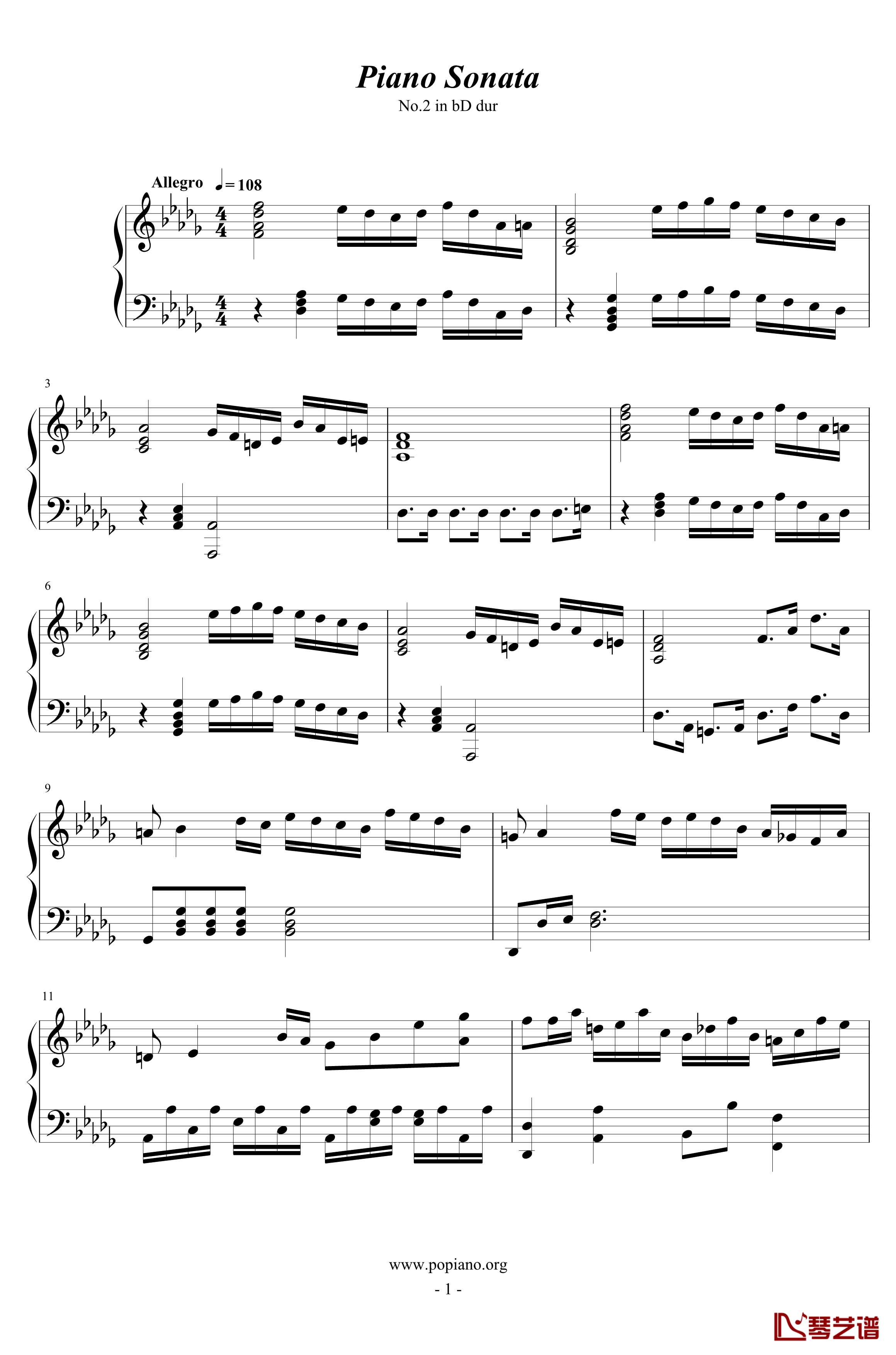 第二钢琴奏鸣曲第一乐章钢琴谱-nzh19341