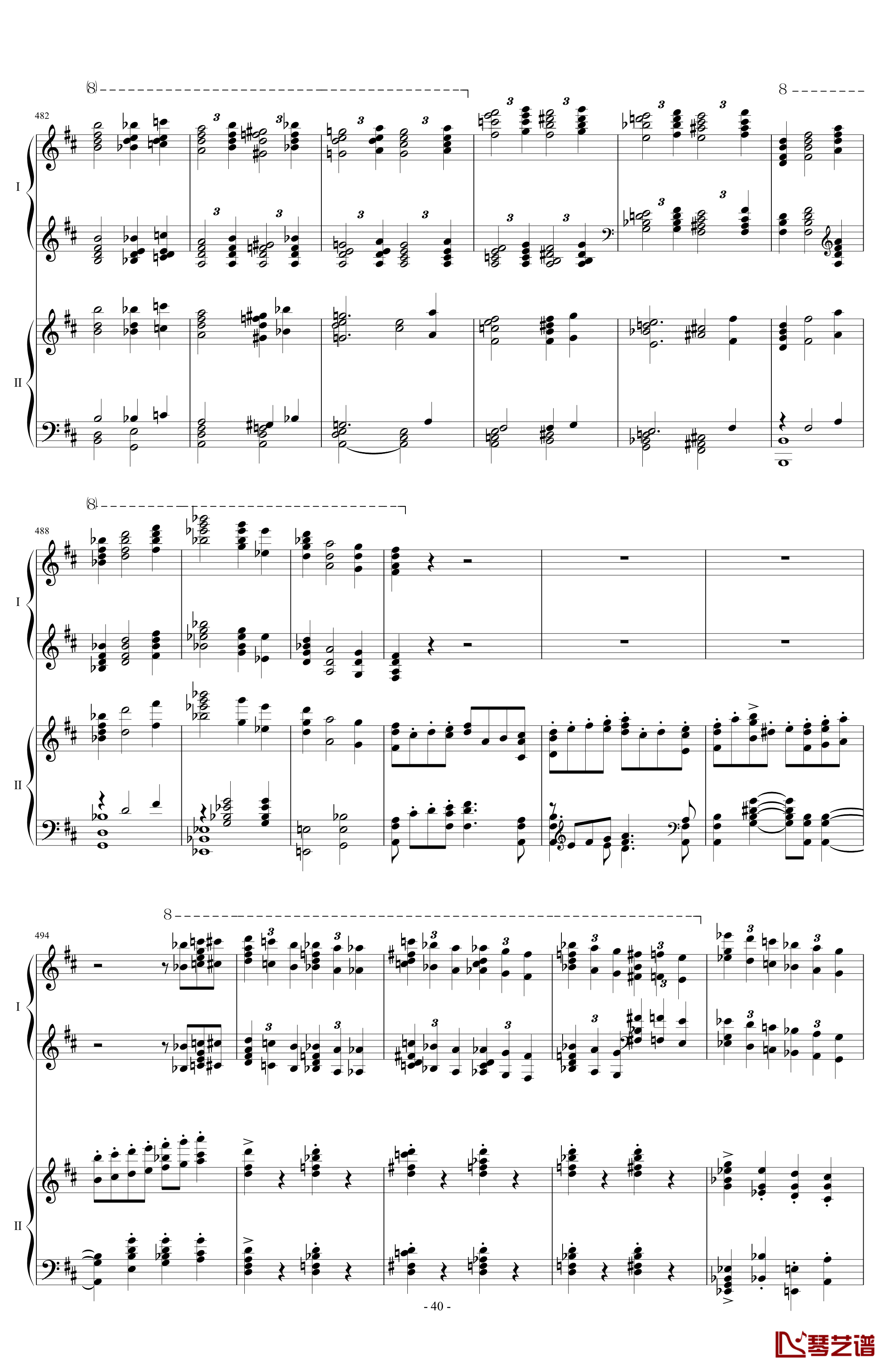 拉三第三乐章41页双钢琴钢琴谱-最难钢琴曲-拉赫马尼若夫40