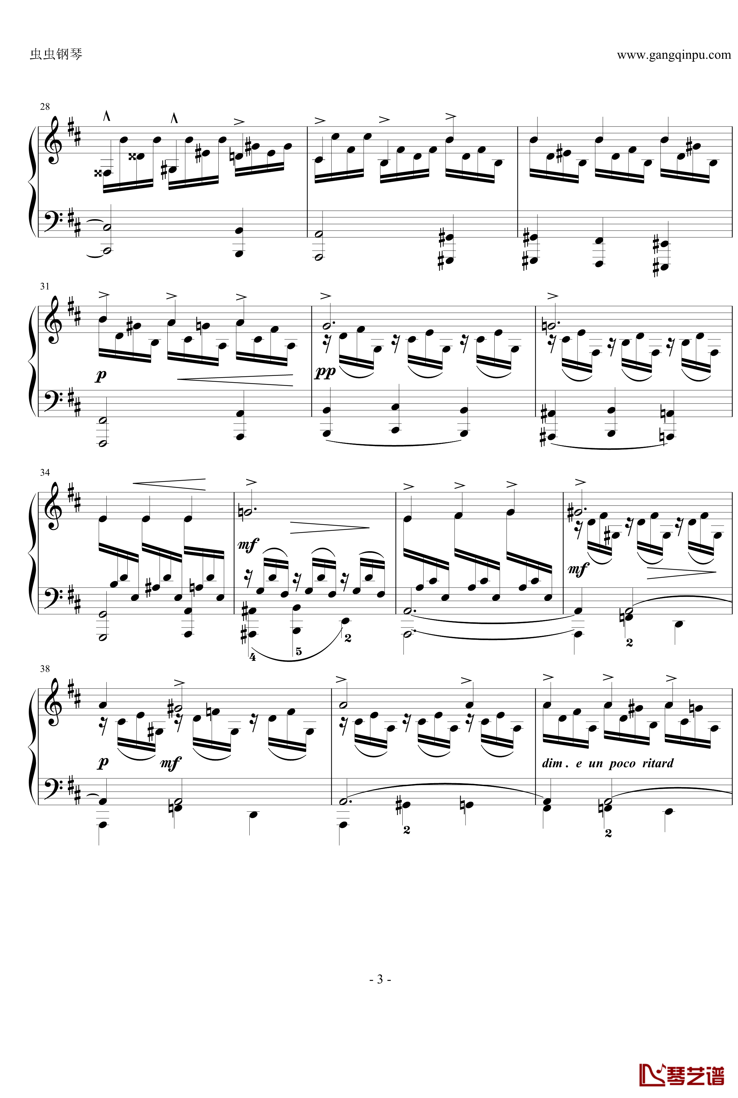 Four Pieces钢琴谱Op.1  No.1-格里格3