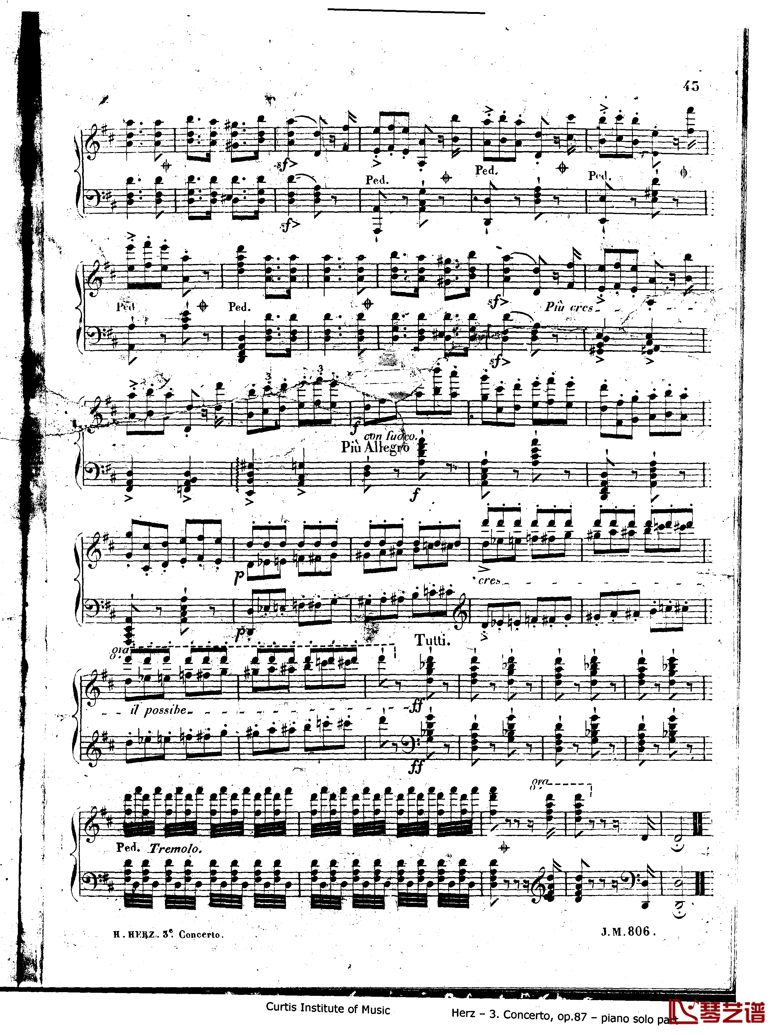 d小调第三钢琴协奏曲Op.87钢琴谱-赫尔兹43
