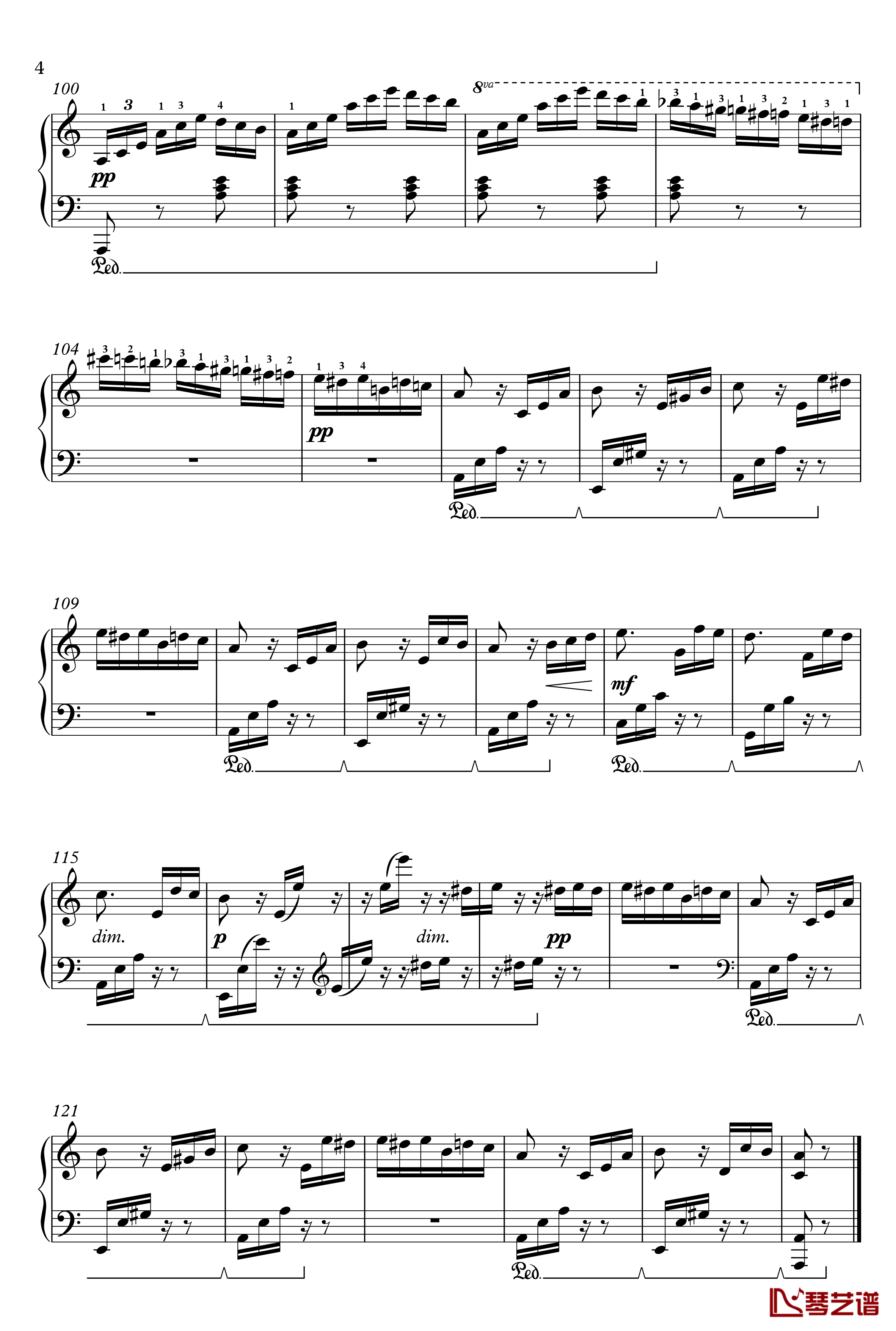 献给爱丽丝钢琴谱-Für Elise-贝多芬-beethoven4
