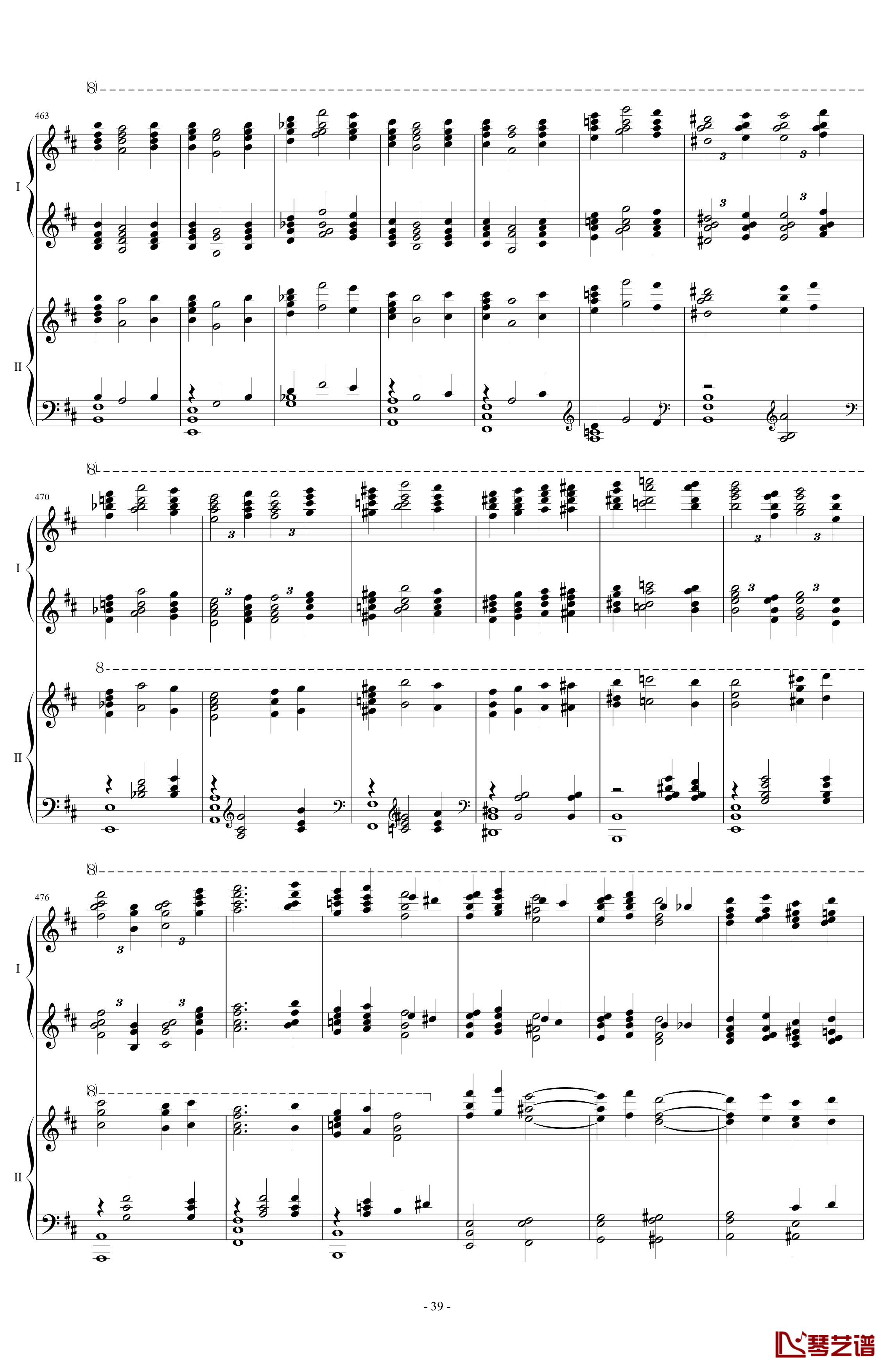 拉三第三乐章41页双钢琴钢琴谱-最难钢琴曲-拉赫马尼若夫39