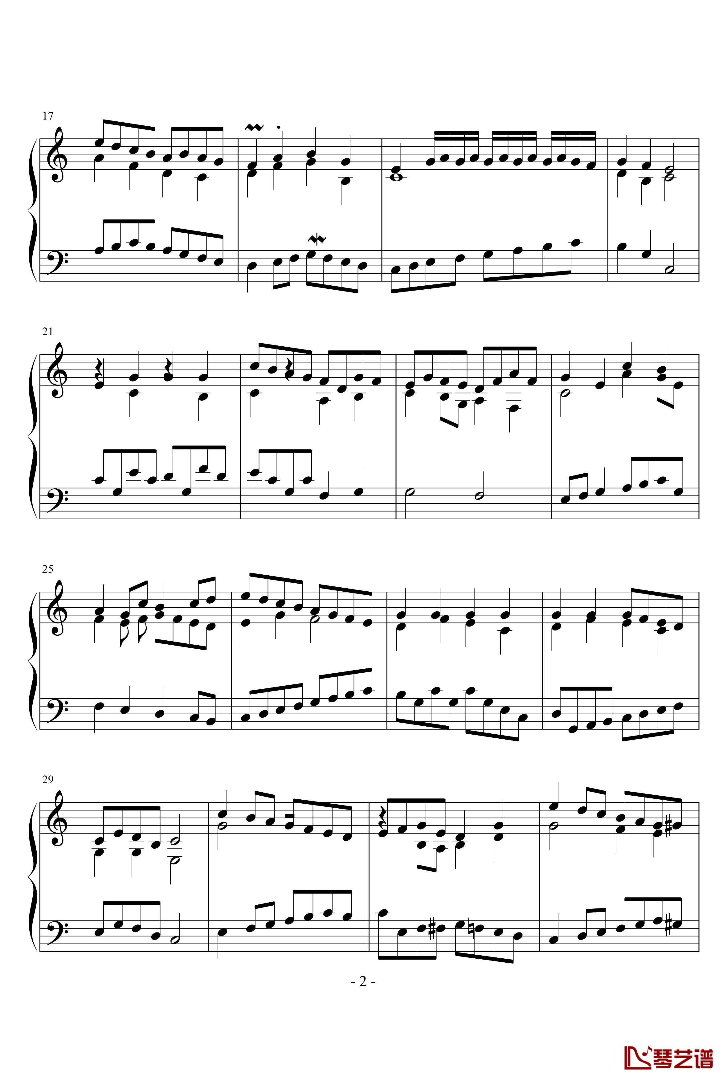 回归巴洛克 op.2钢琴谱-三部创意曲-千古留名2