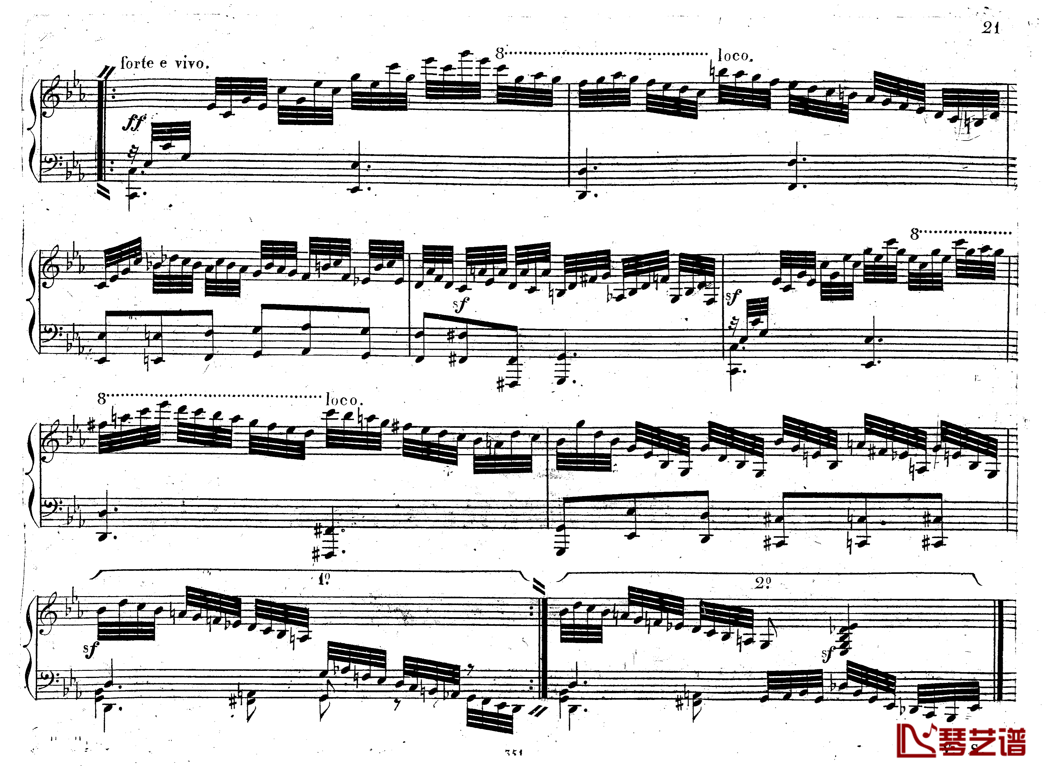 降E大调第八钢琴奏鸣曲 Op.144钢琴谱-车尔尼-Czerny20