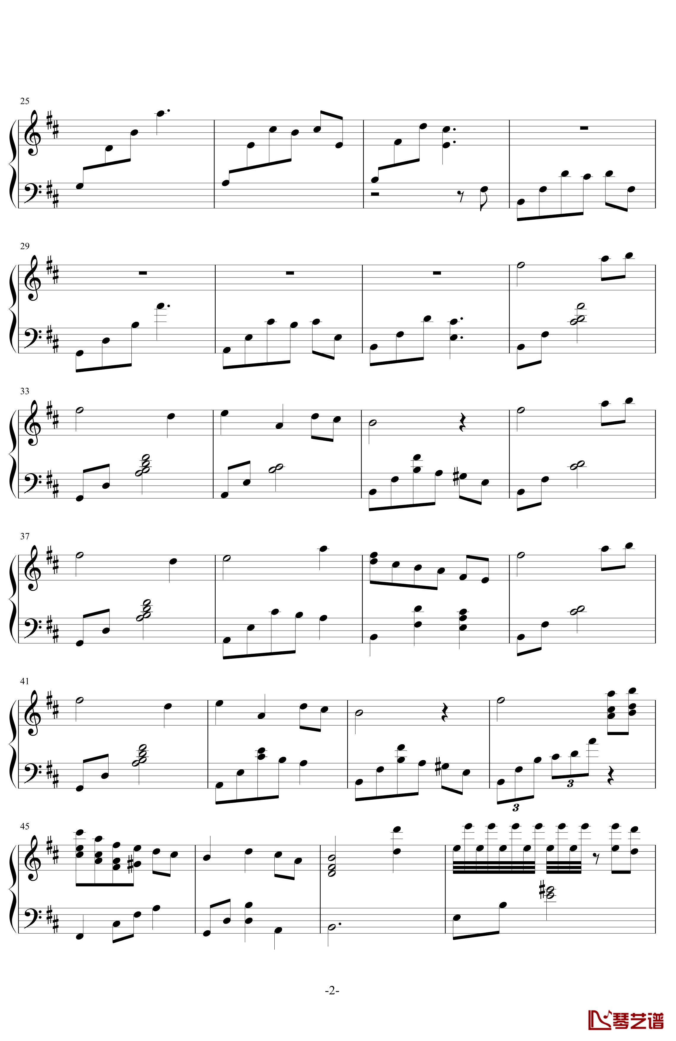 杨柳钢琴谱-钢琴独奏-林海2