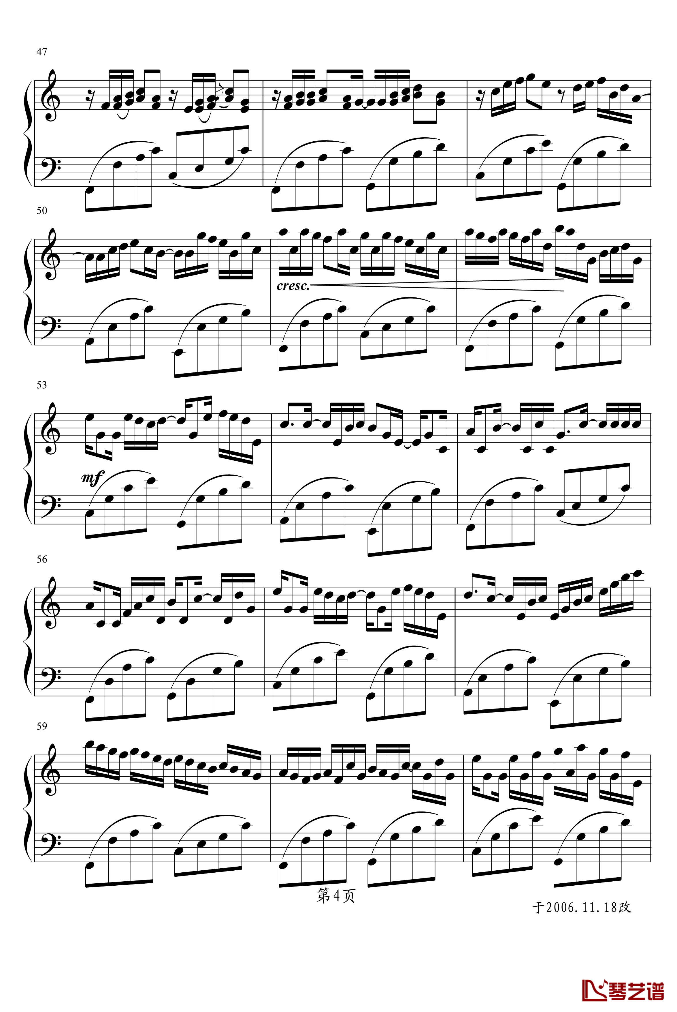 卡农钢琴谱-冯明东版-帕赫贝尔-Pachelbel4