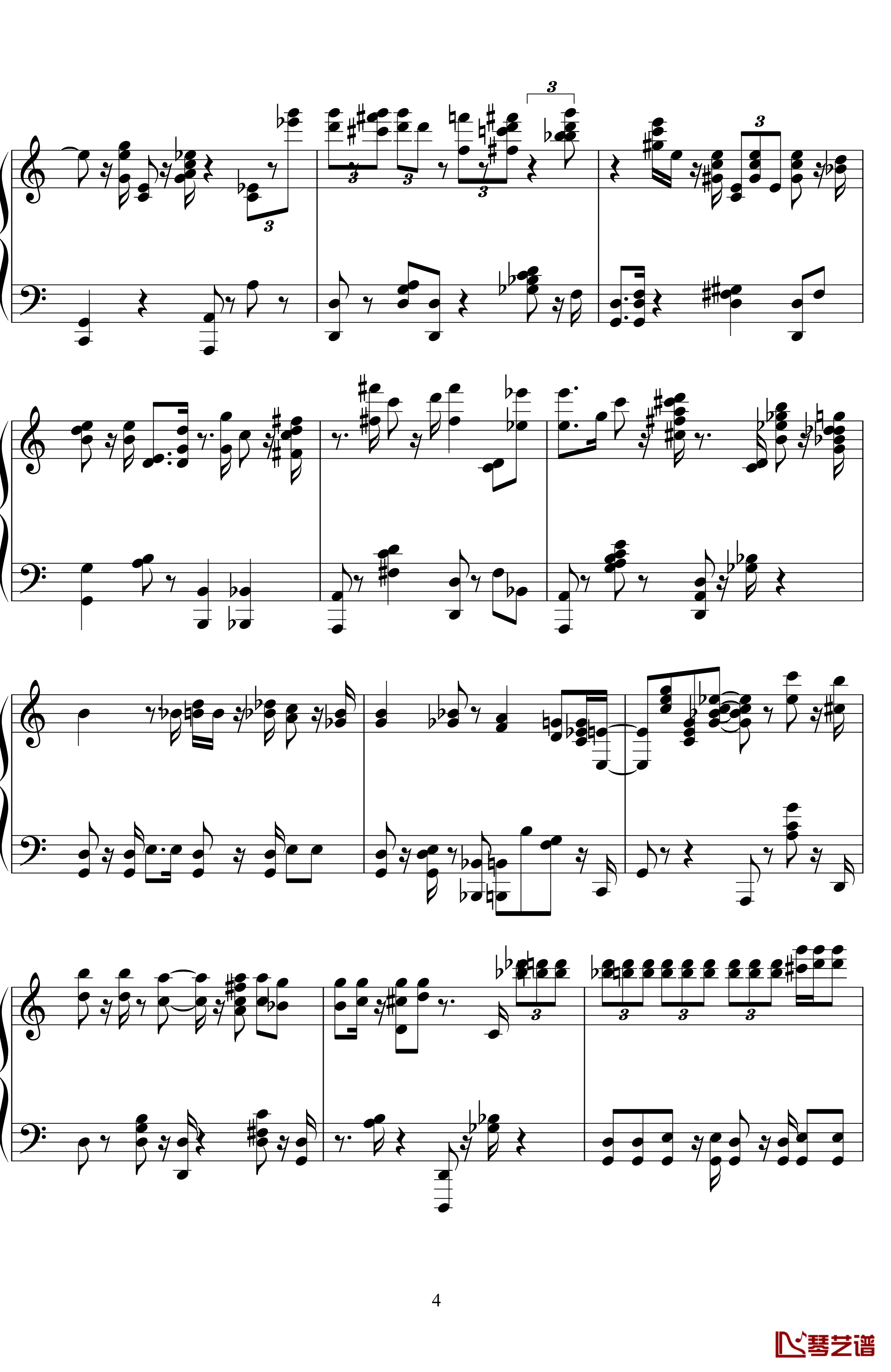 生日快乐钢琴谱-爵士版-世界名曲4