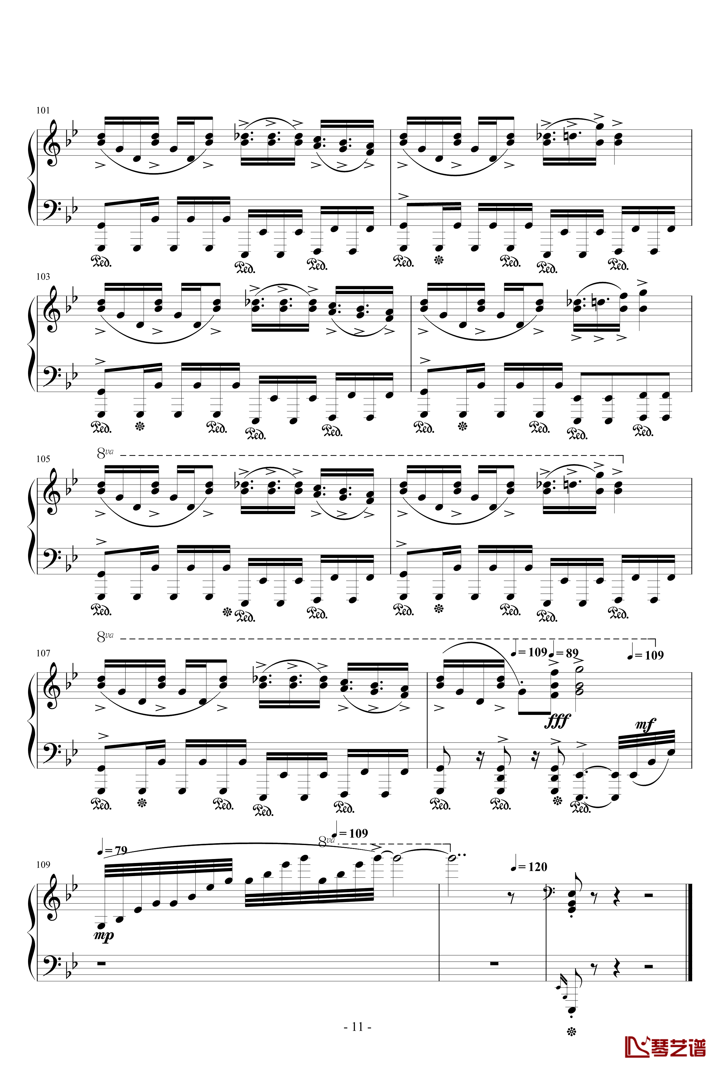 幻想游戏 雅钢琴谱-天空的格林尼治-触手猴11